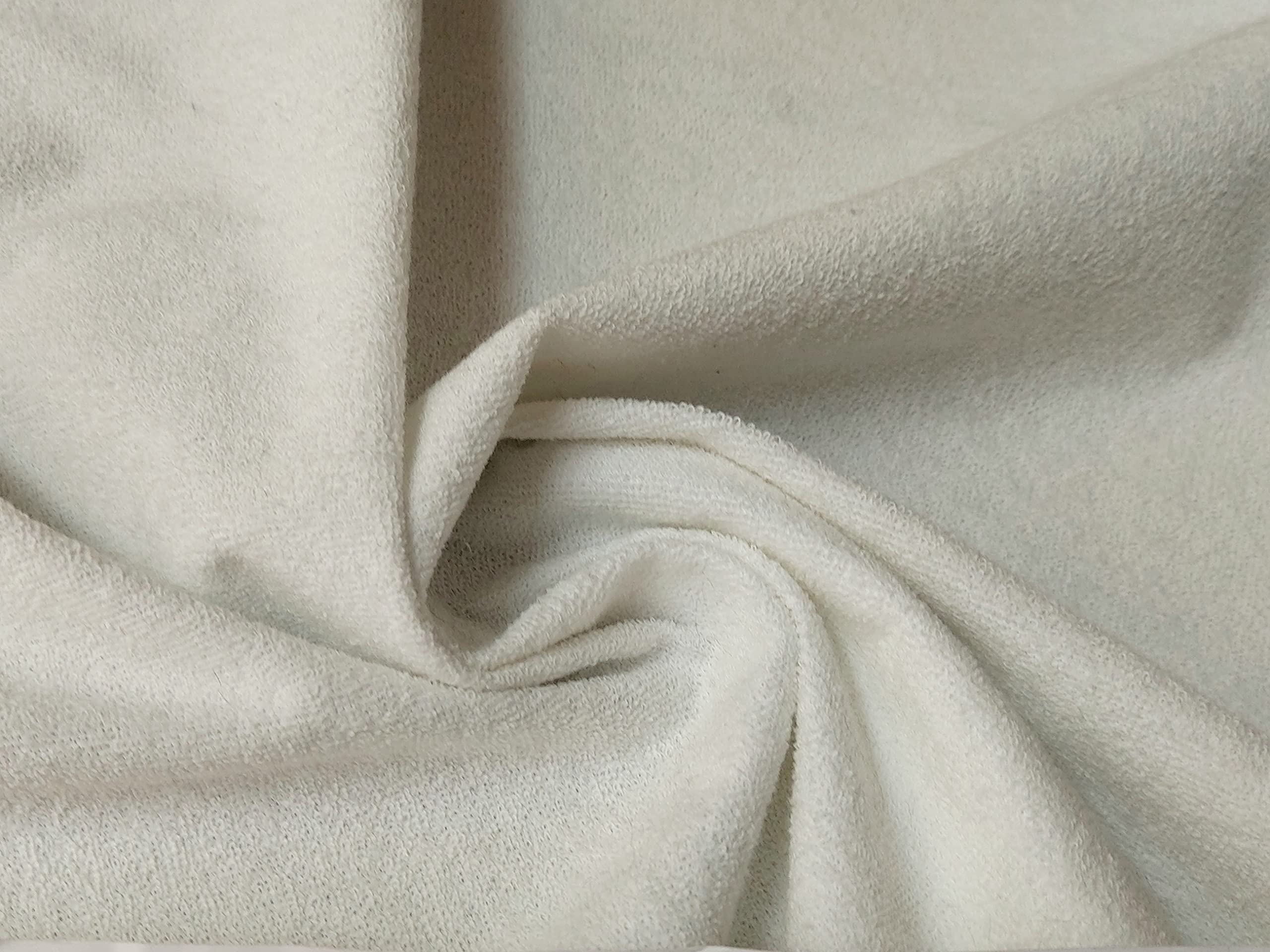 Laminated Terry Towelling Waterproof Fabric Material Ecru, 1Mtr - 145cm x 100cm