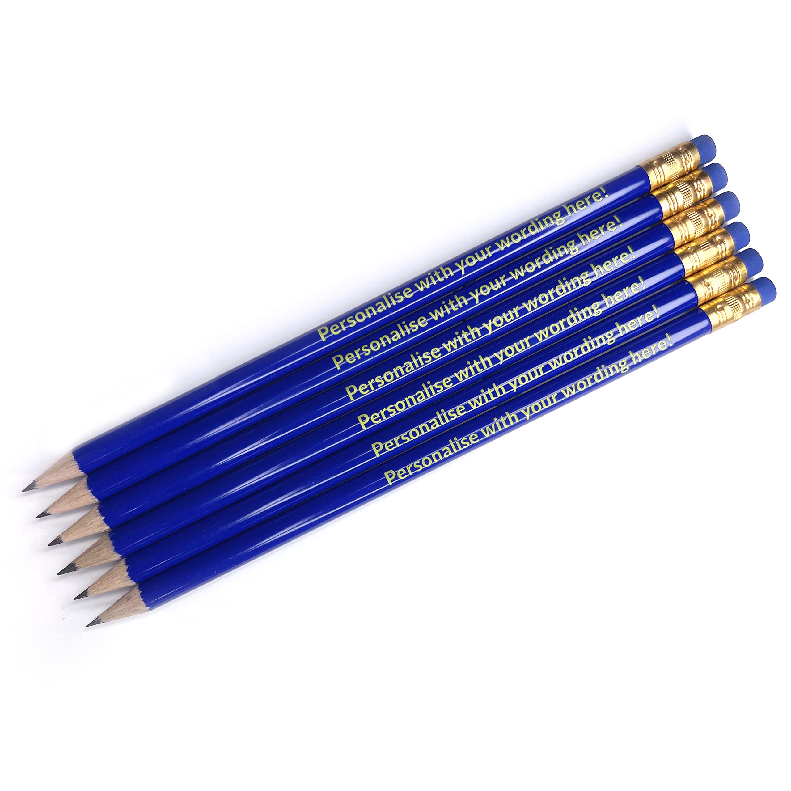 6 Personalised Upload Your Own Wording HB Graphite Childrens Pupils Colleagues Name Phrase Gift Pencils Primary Teaching Services (Deep Blue) — image 1