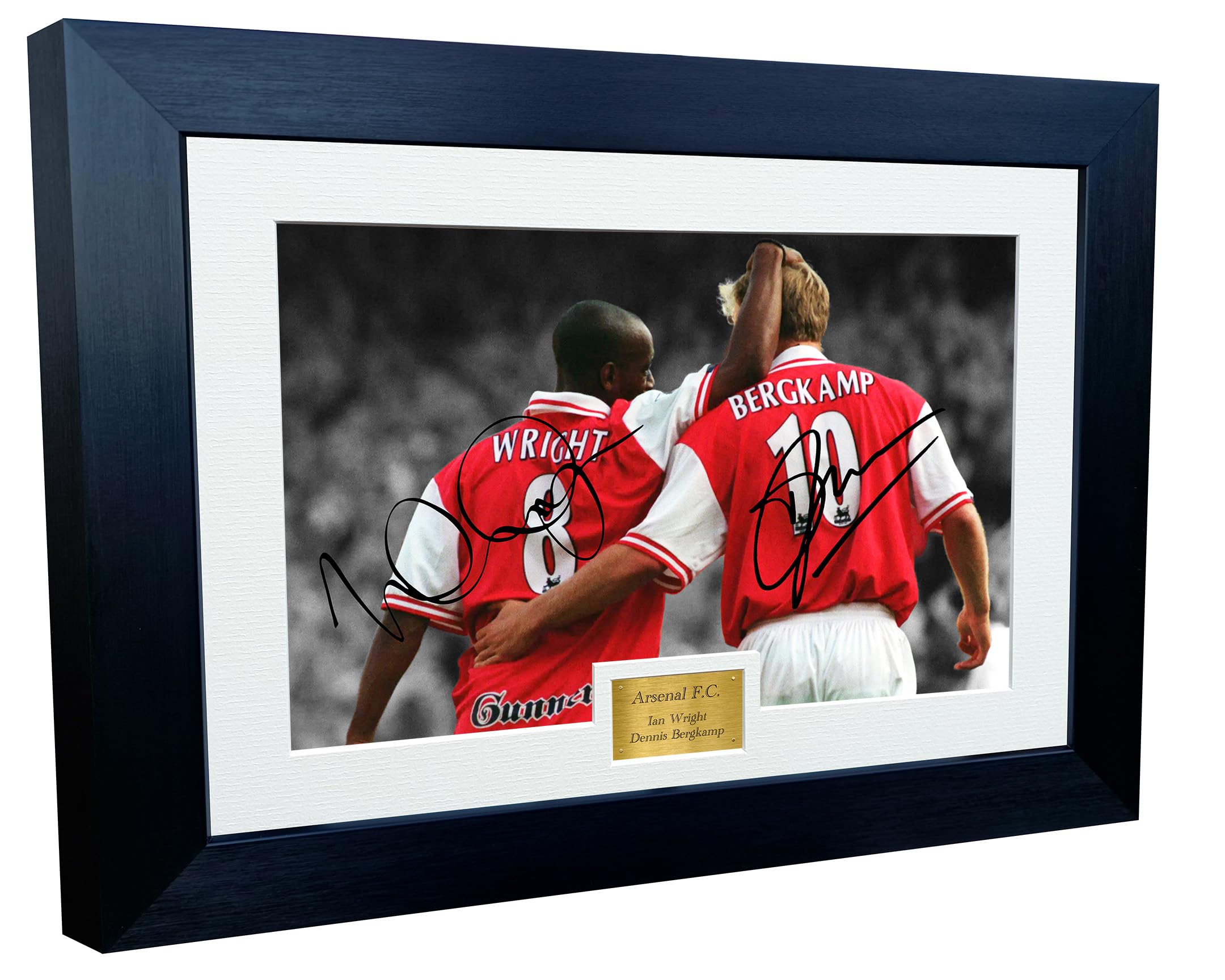 Kitbags & Lockers Black 12X8 A4 Signed Ian Wright Dennis Bergkamp Arsenal Autographed Autograph Signed Signature Photograph Photo Picture Frame Football Soccer Poster Gift Bw