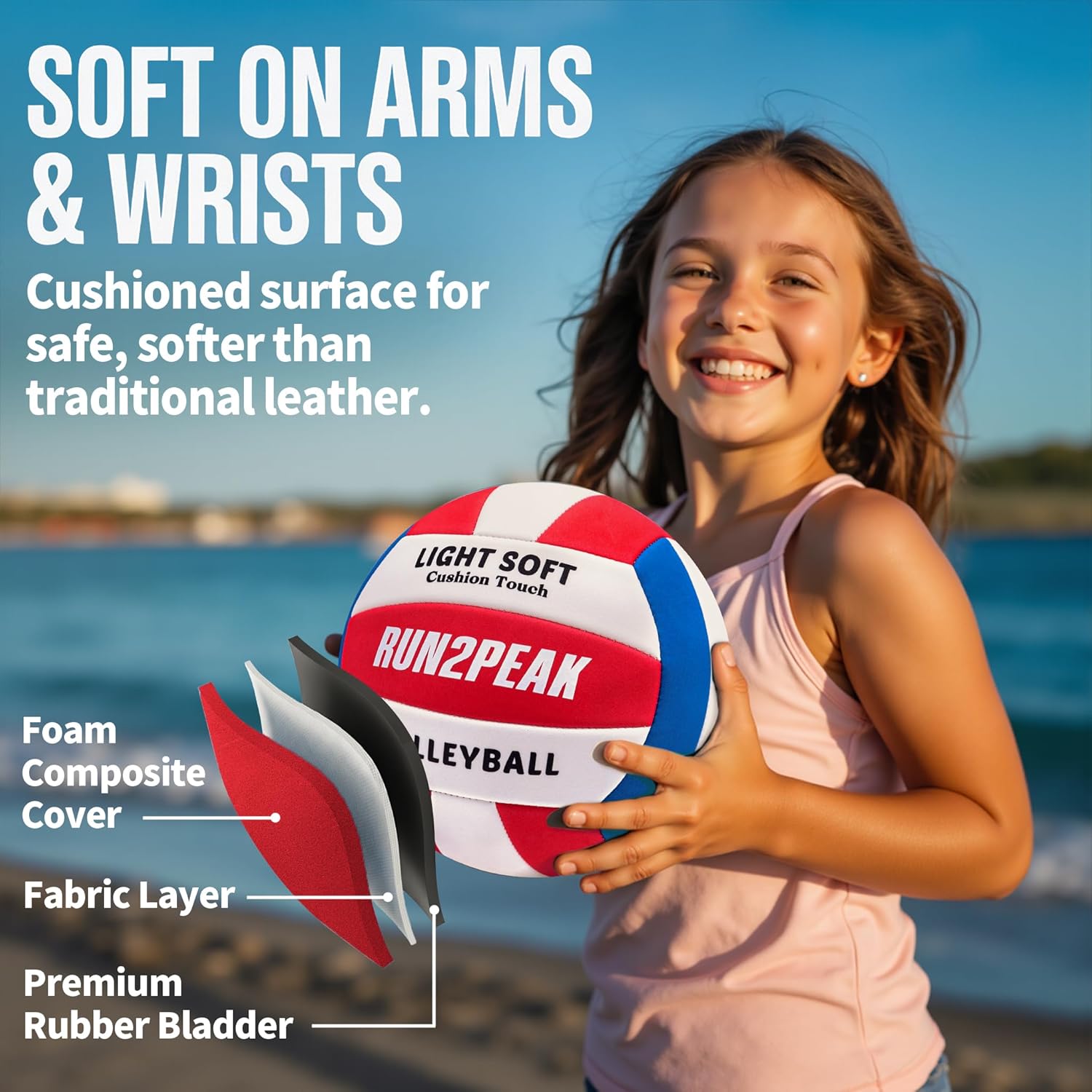 Light Soft Beginner Volleyball - Lightweight Soft Foam Composite Cover Training Ball, Official Size 5 - Gentle on Arms, Safe for Indoor Play, Youth Practice, or Recreational Games - Image 3