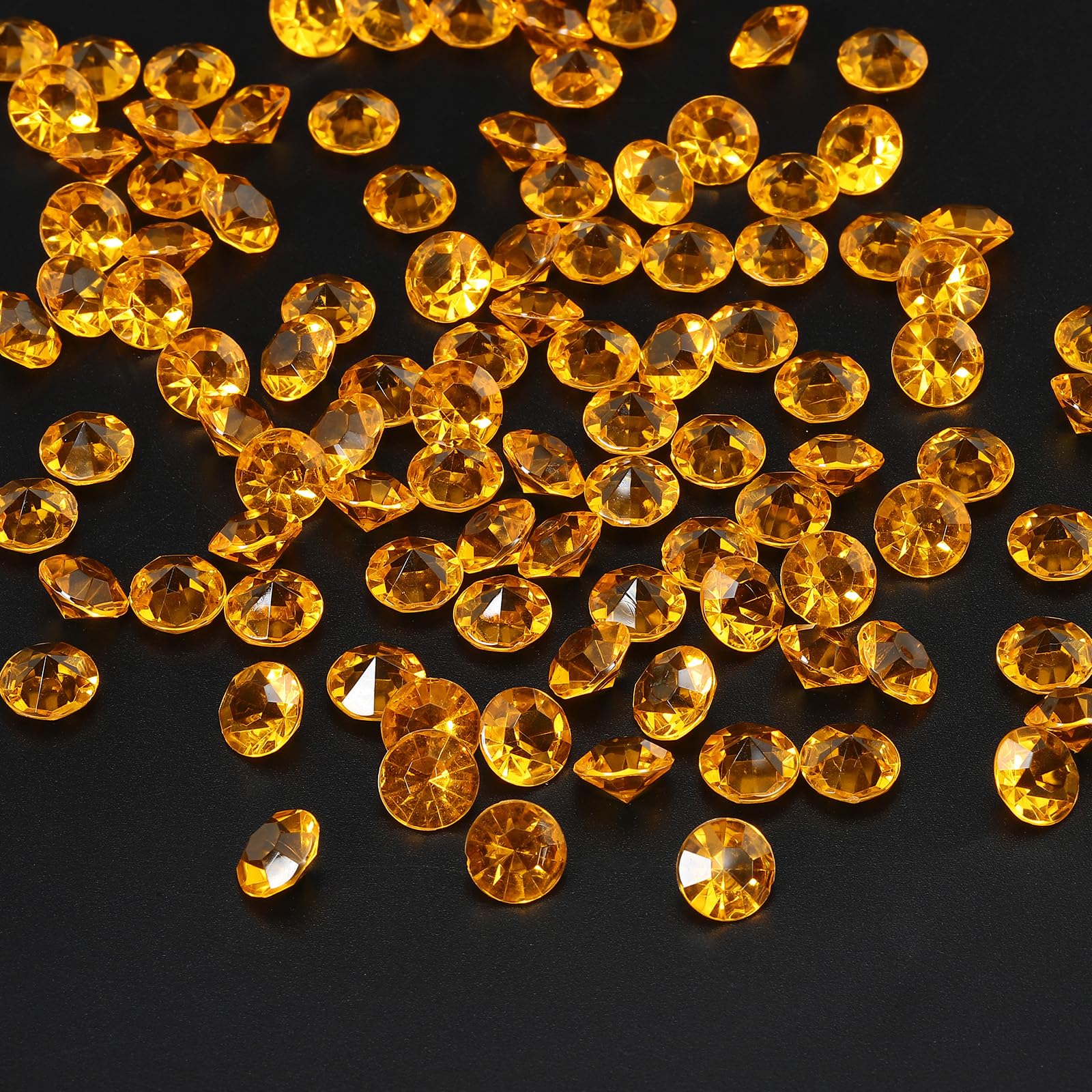 M METERXITY 1000 Pack Acrylic Diamonds Vase Fillers Plastic Fake Crystals Gems Wedding Table Scatter Diamonds Apply to Wed/Decoration/Bridal/Shower/Party (10mm Yellow) - Image 4