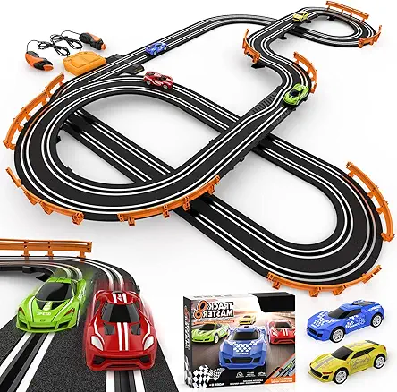 Slot Car Race Track Sets with 4 High-Speed...
