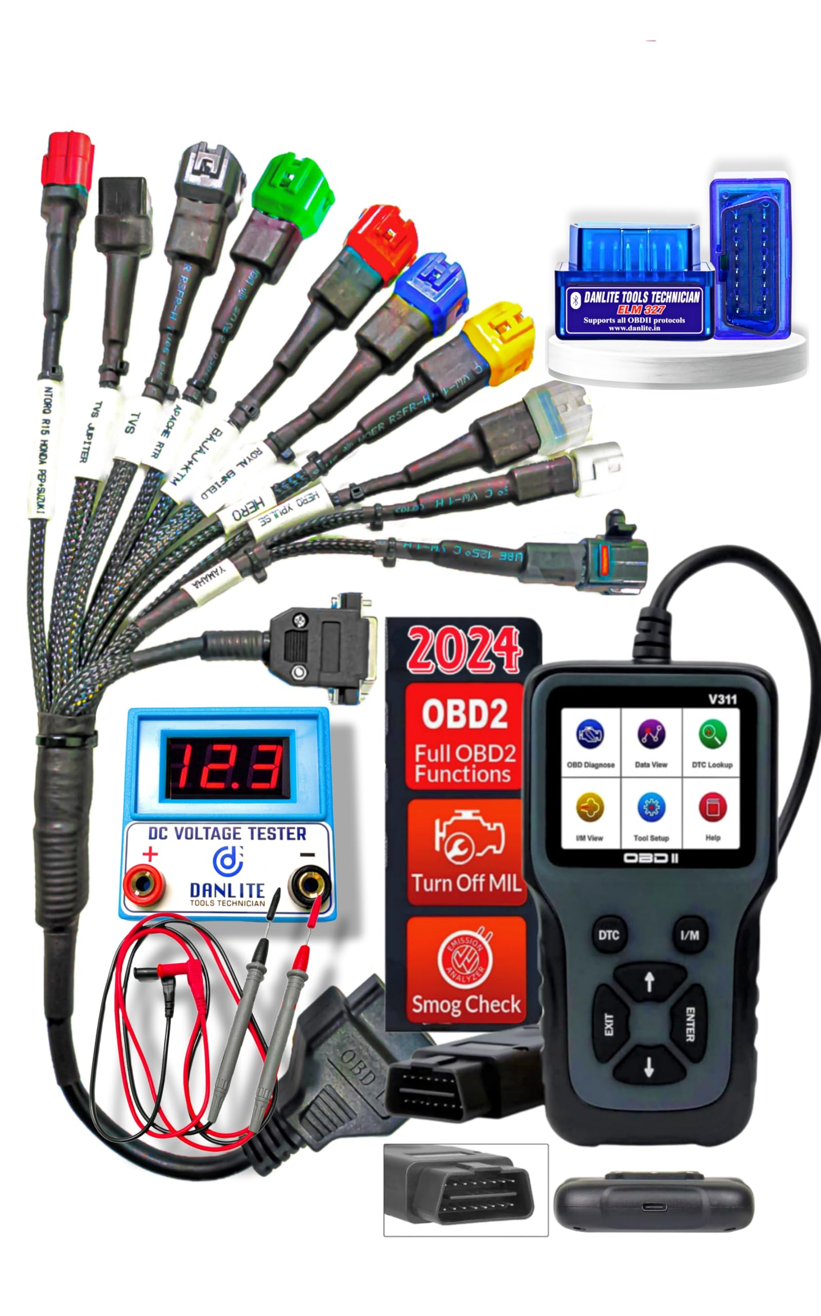 Danlite Bs6-Bs7 Bike 11 Coplar Scanning Cable Fast Connectivity Heavy Moulded V311 Scanner with DC Voltage Circuit Tester Danlite ELM 327 OBD-II Scanner easy To Use (B0C1KHY2F7) Amazon Price History, Amazon Price Tracker