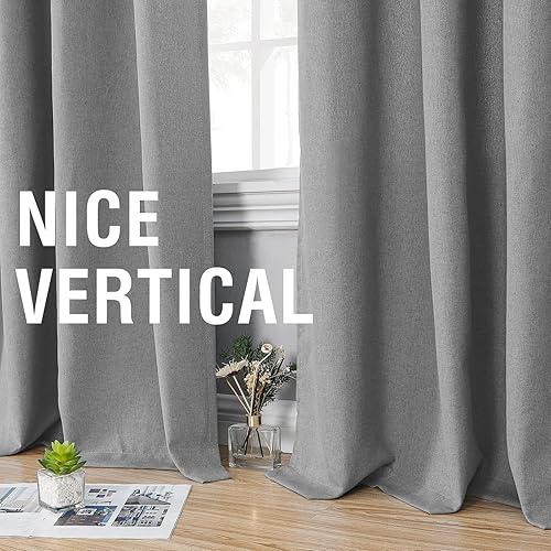 Miniatura 7 de H.VERSAILTEX Cortinas completamente opacas como lino para dormitorio, cortinas con aislamiento térmico con forro negro para sala de estar,