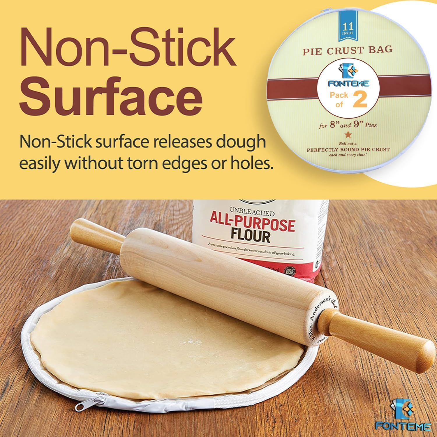 Fonteme Plastic Pie Crust Dough Rolling Bag 11