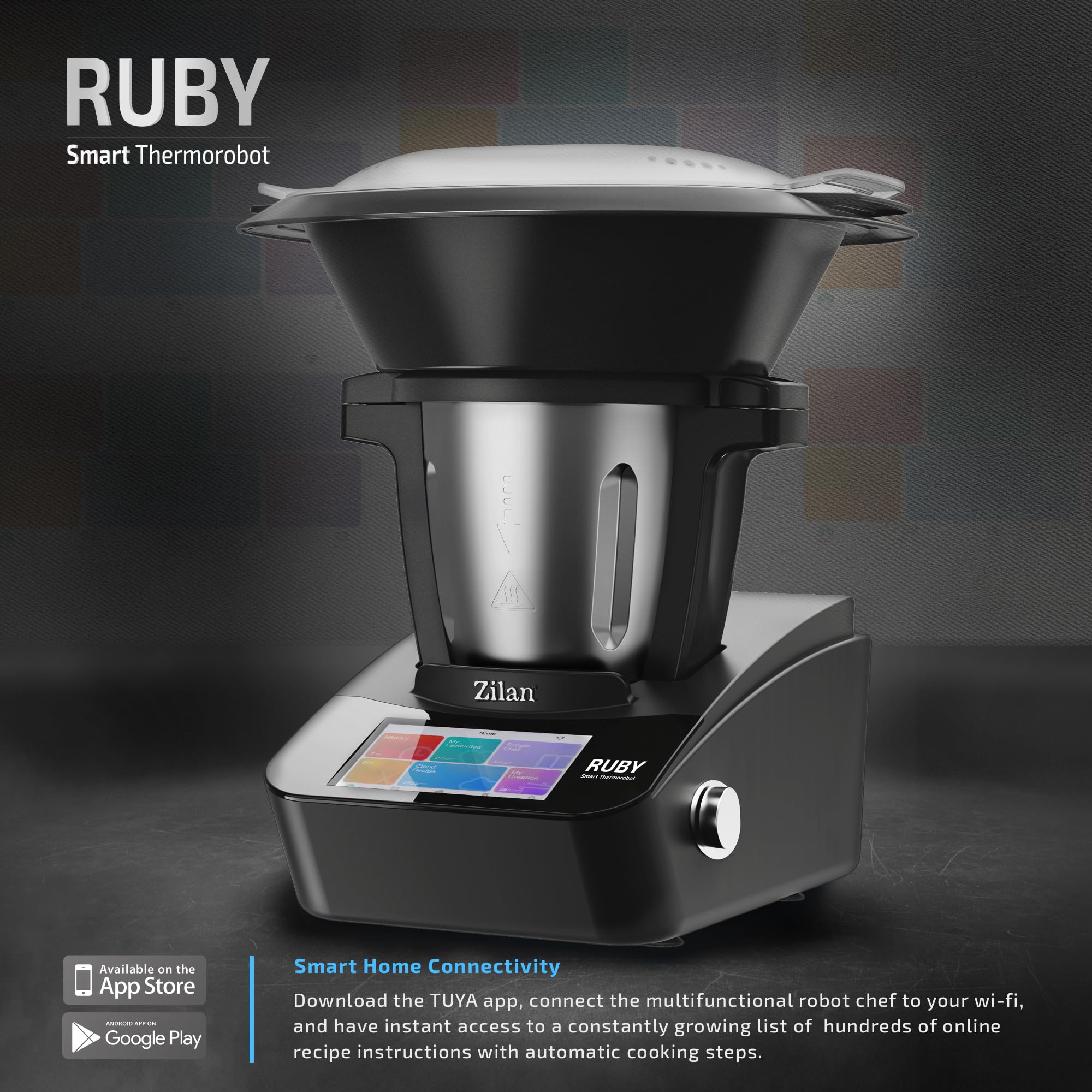 Zilan RUBY Thermorobot, Robot de Cocina Multifunción Wi-Fi, 18 Funciones, pantalla táctil TFT a color de 7", Báscula integradar, control mediante aplicación, 4,7 L,1700W
