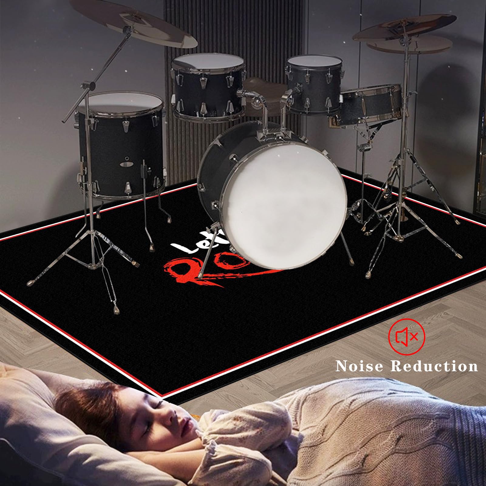 Schallschutzmatte, Elektrisches Schlagzeug Antivibrationsmatten, Professioneller Drum Teppich, rutschfeste Trommelmatte, Schalldicht Teppiche für Bass Snare Drum 120 x 70 cm