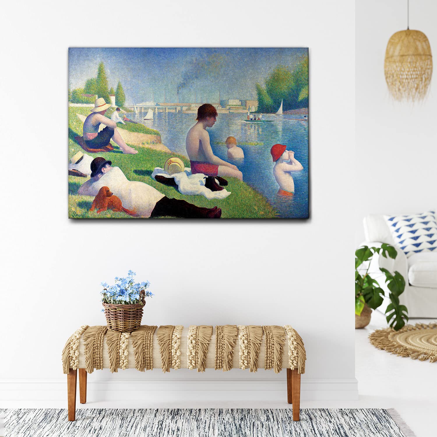 Giallobus - Quadro - Georges Seurat - Balneazione ad Asnières - Tela canvas - 140x100 - Pronto da appendere - Quadri moderni per la casa