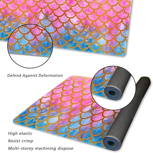 Vista 65 de ARTSO Alfombrilla de escritorio grande negra, alfombrilla de mouse para juegos XXL, alfombrilla de escritorio antideslizante con base de goma, Flor