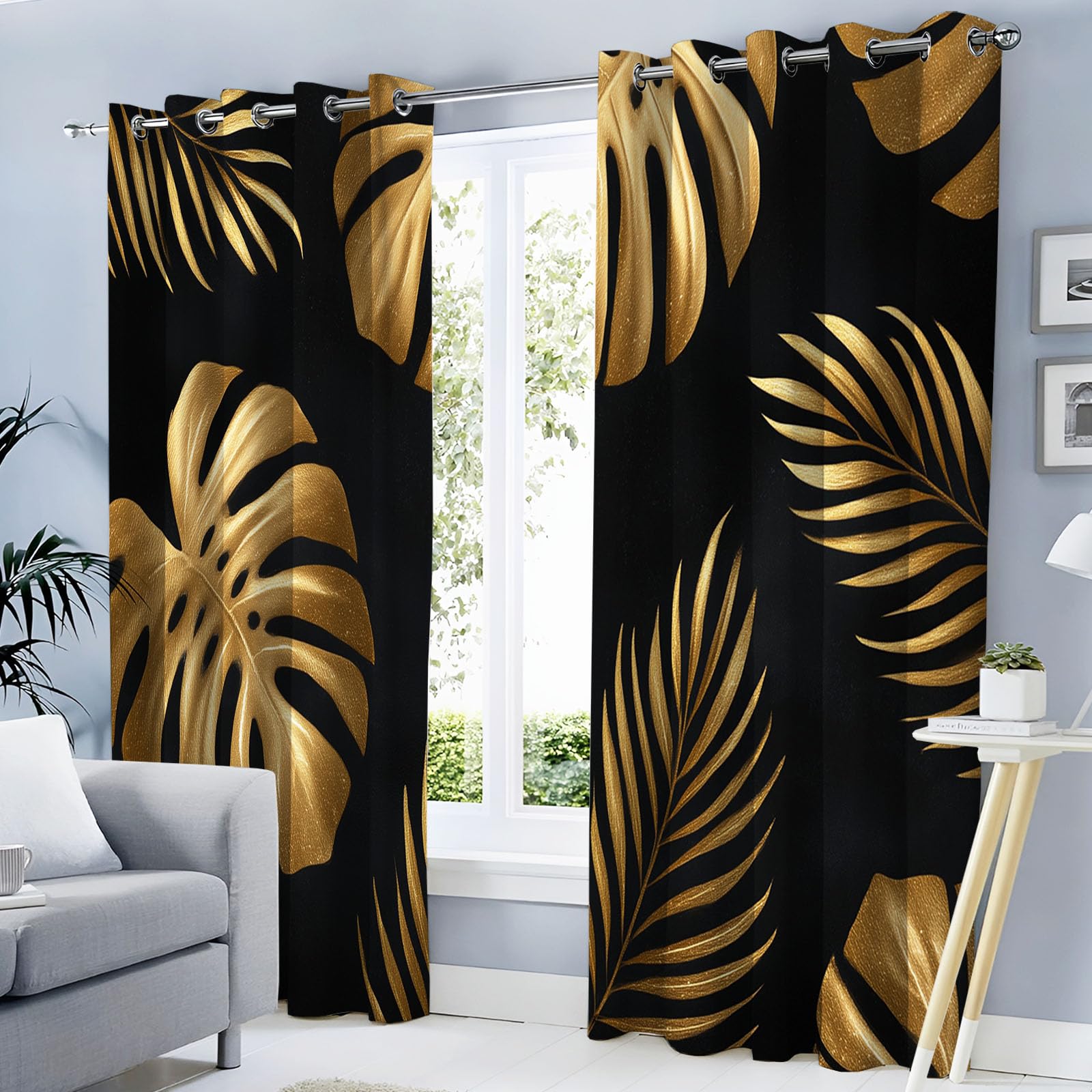 Rideaux fenêtre imprimé jungle chic pour chambre de 200h cm