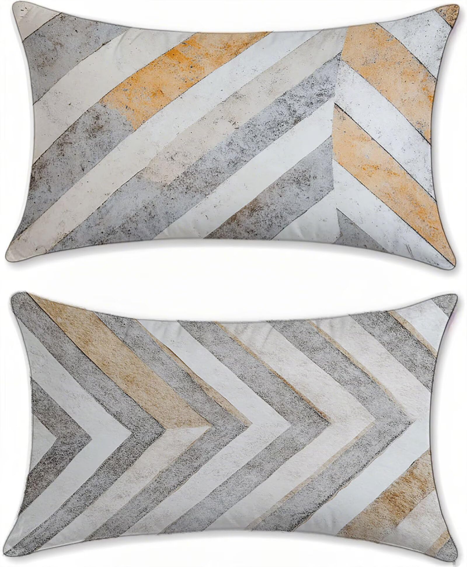 Taies d oreillers u 13196 lot de 2 housses coussin exterieur impermeable gris 60x120cm lin