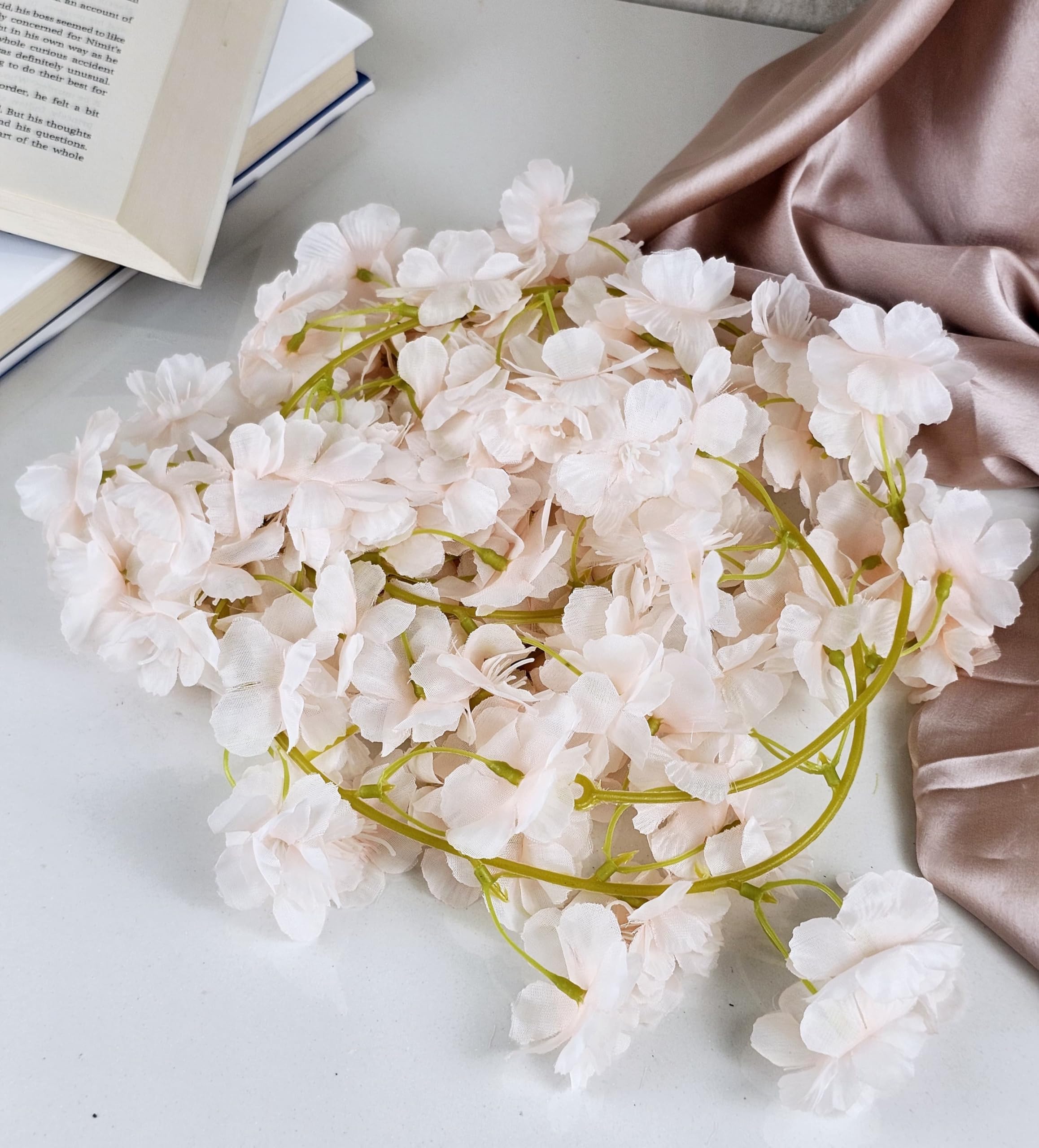 SATYAM KRAFT 2 Line Artificial Blossom Rattan Vine Flower line for Home Decor, Wall Hanging Decorative String Line,Pooja,Indoor Outdoor, Deepawali Decoration,Backdrop,Diwali(Pack of 2)(Peach) (B0D7CSGXYR) Amazon Price History, Amazon Price Tracker