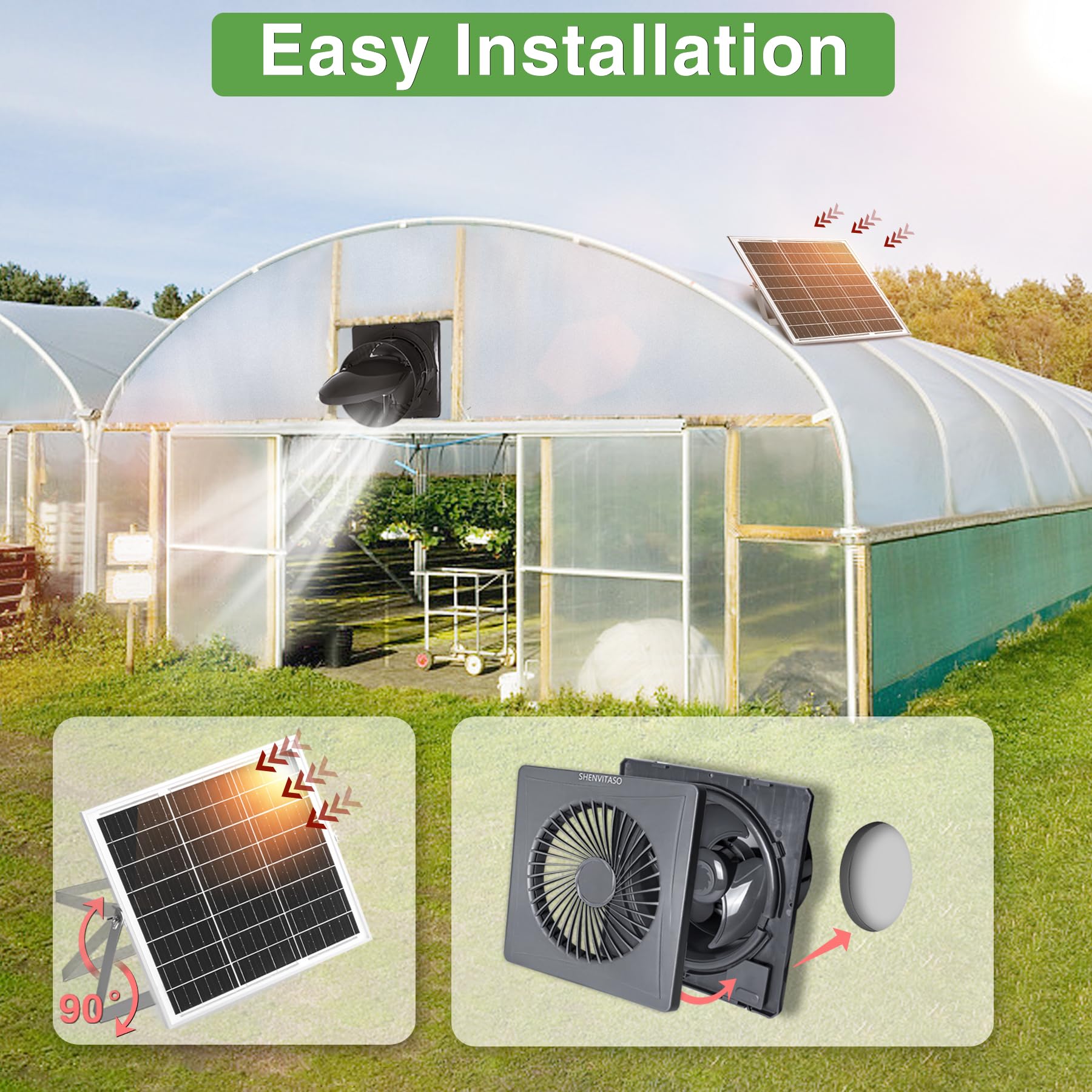 Ventilador de escape solar de 25 W con ventilador de ventilación de 8 pulgadas, válvula antireflujo, adaptador de corriente y soporte de montaje, ventilador de ventilación de alta