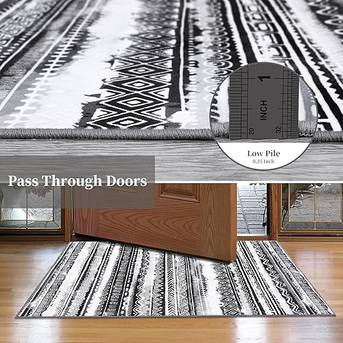 Miniatura 10 de FairOnly Alfombras de área lavables de 8 x 10 pies, bohemias, marroquíes, alfombras grandes para sala de estar, alfombras abstractas para