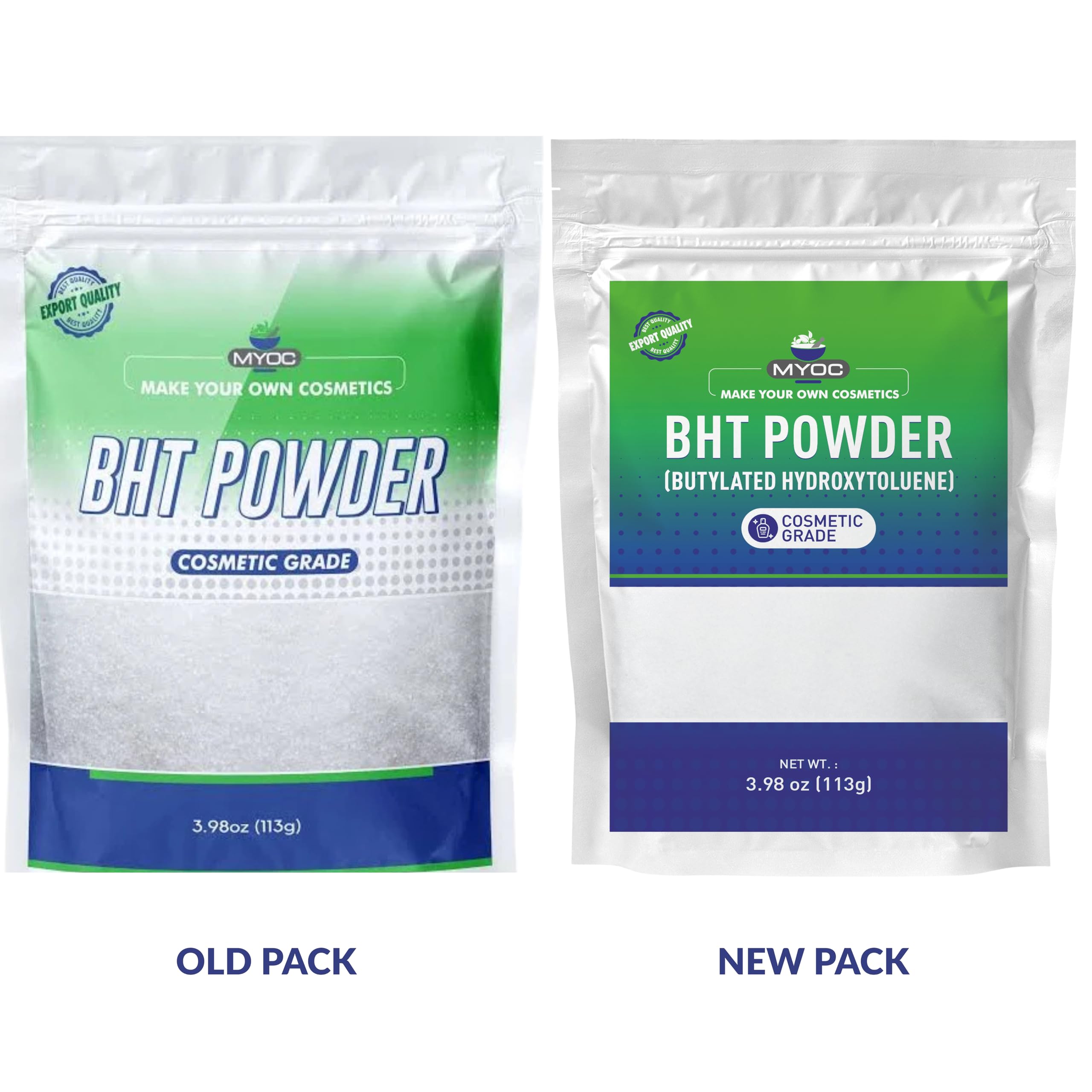 BHT Butylated Hydroxytoluene Powder, BHT Powder Bulk, Cosmetics, Paraben Free & Non GMO - 113 Gm