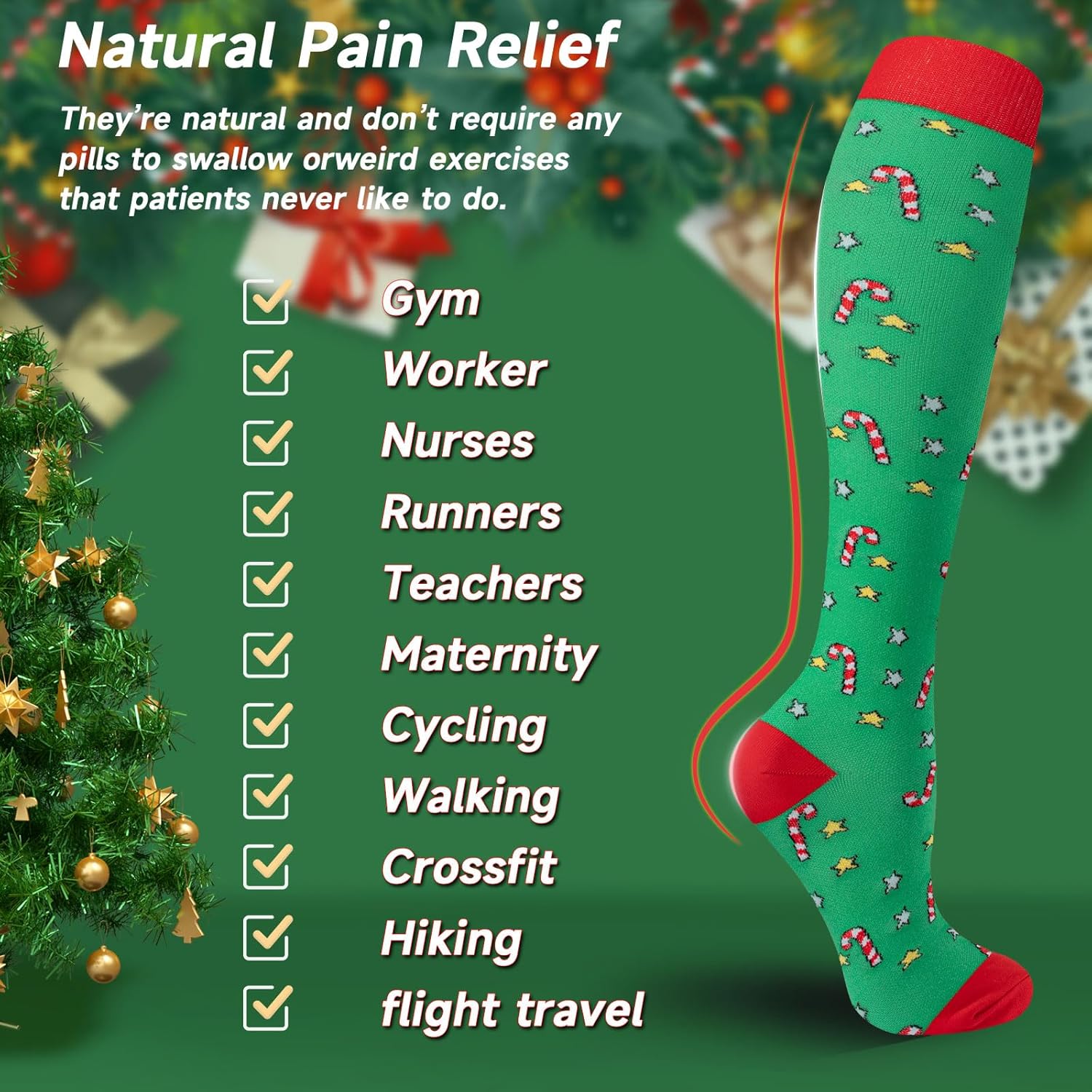 Compression Socks for Women & Men 6 Pairs Knee High Compression Socks 20-30 mmhg Best for Running,Nurse,Travel - Image 2