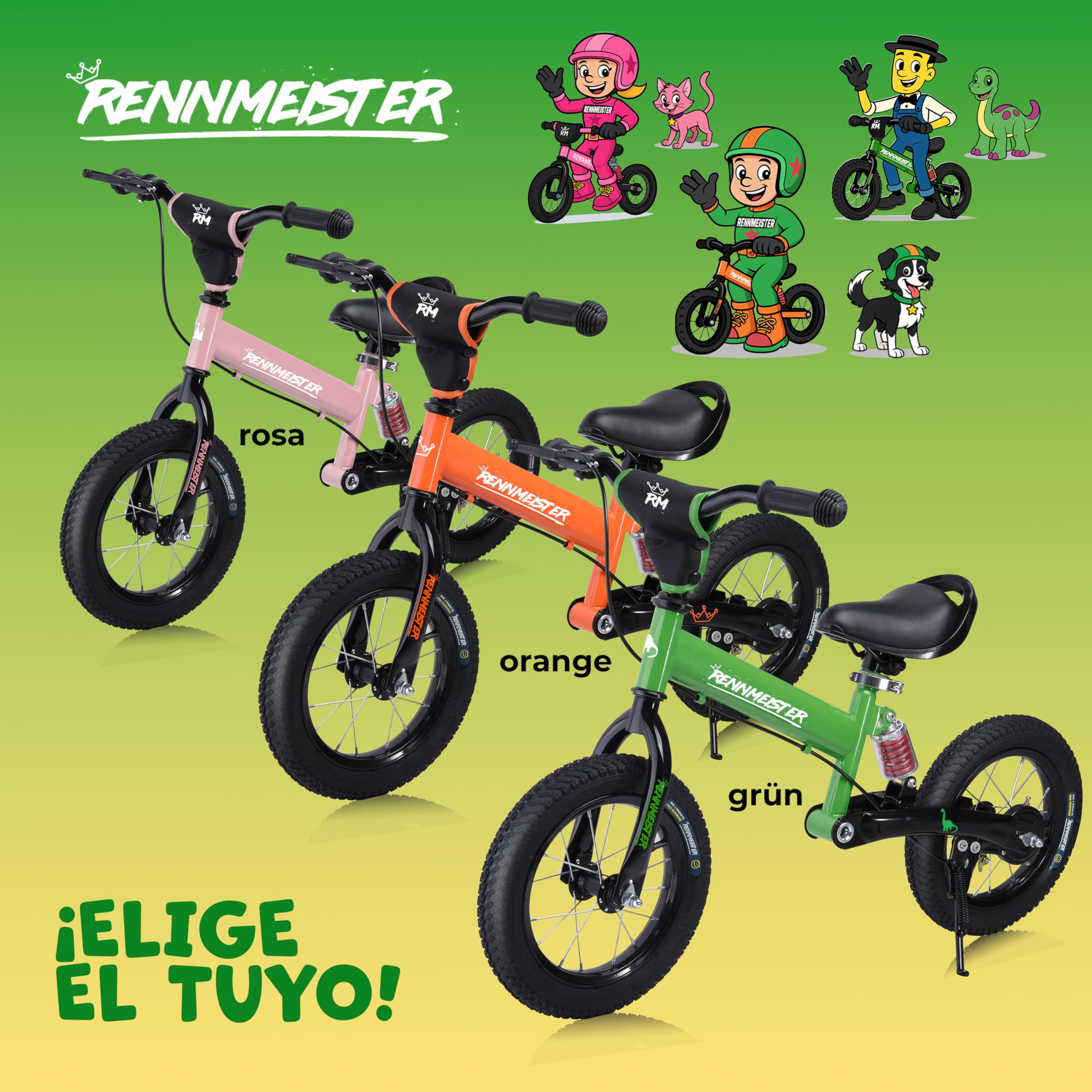 Bicicleta sin Pedales, Infantil Bici Equilibrio, 3 4 5 Años, Juguetes Niños, Regalos Niña Niño, Sillín Ajustable, Carga 50Kg, Freno Neumáticos
