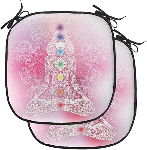 Miniatura 116 de Lunarable Cojín retro para silla, mujer con cabello, letrero de victoria con burbujas de discurso, inspirado en arte pop, acolchado de asiento para