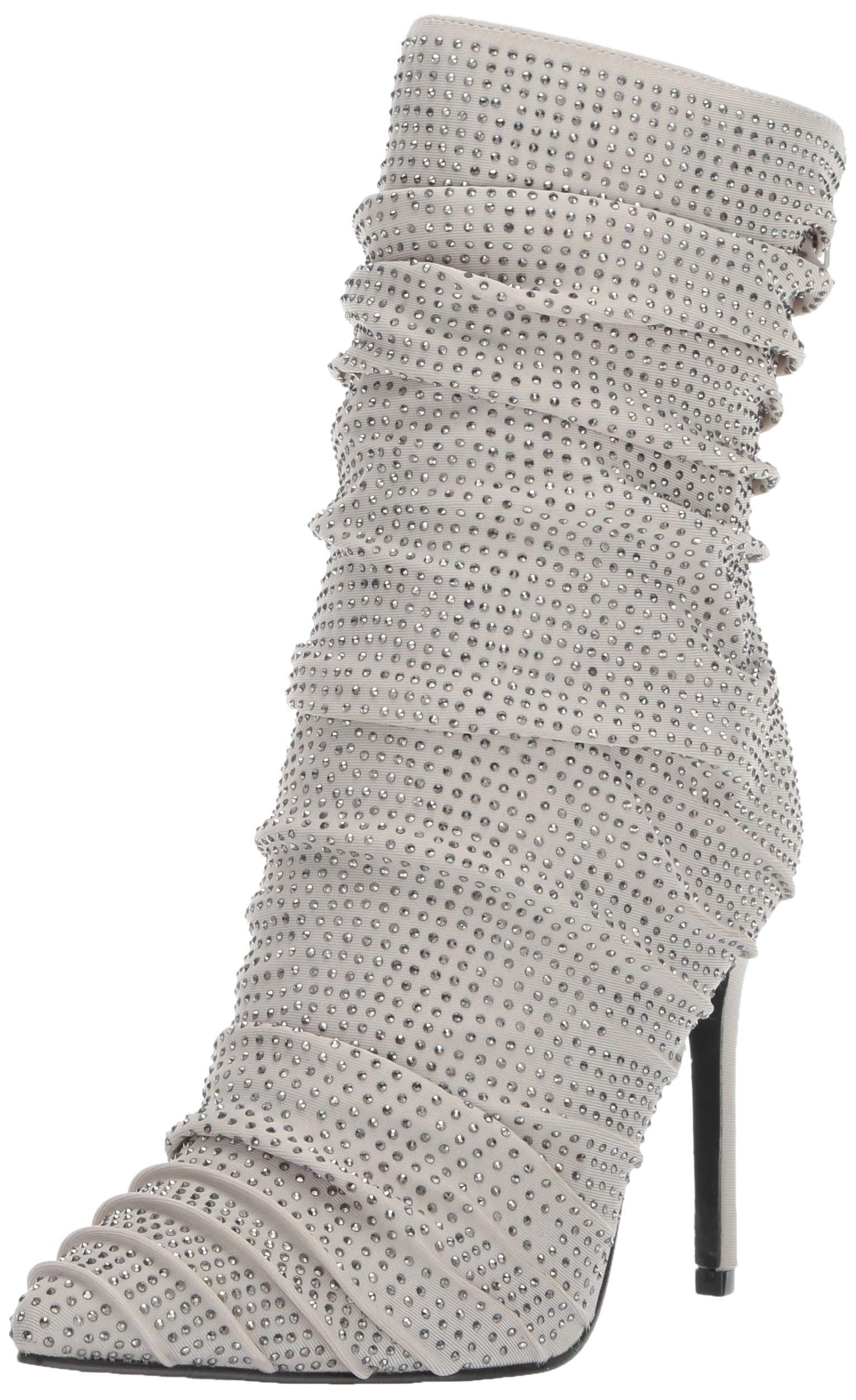 Penny Loves Kenny Women's OVERT Fashion Boot, Grey Jeweled Lycra, 9 Wide US