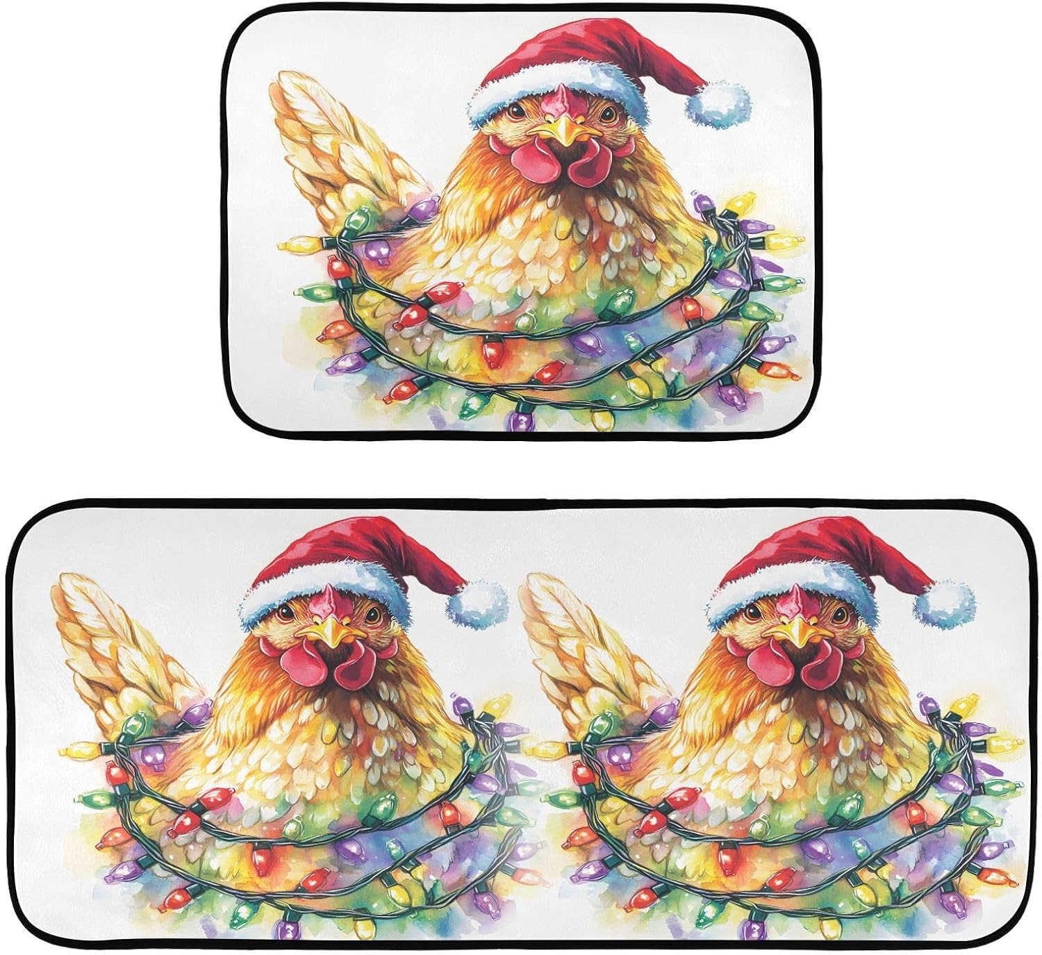 Kitchen Mat Set of 2, White Blue Navy Snowflakes Anti-Fatigue Cushioned Mats for Floor, Non Slip Comfort Standing Mat, Kitchen Rug for Sink, 19.7"x27.6"+19.7"x47.2"