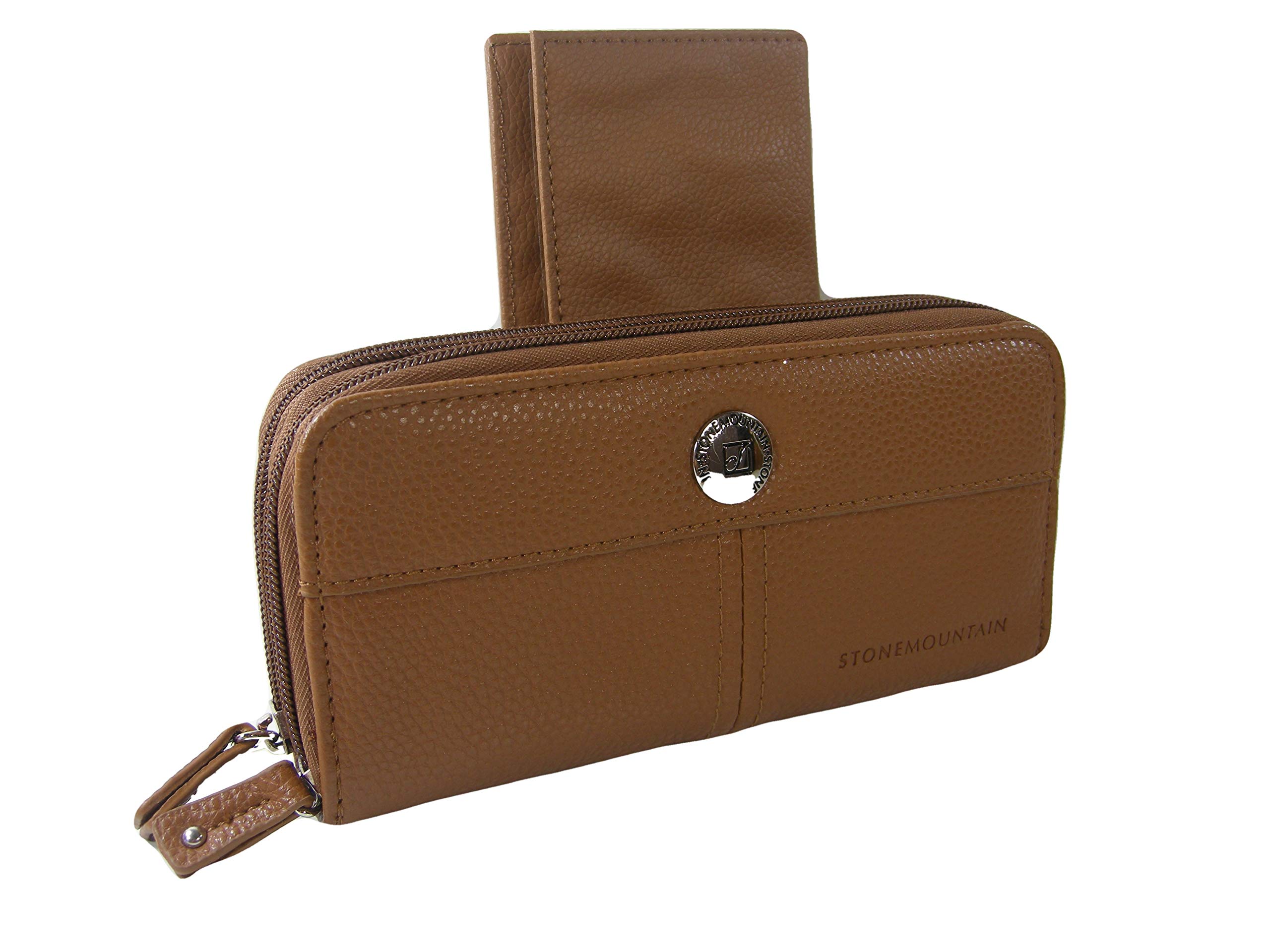 Stone MountainNew Wallet & Checkbook Purse Bag Genuine Leather Tan 2 Piece Set