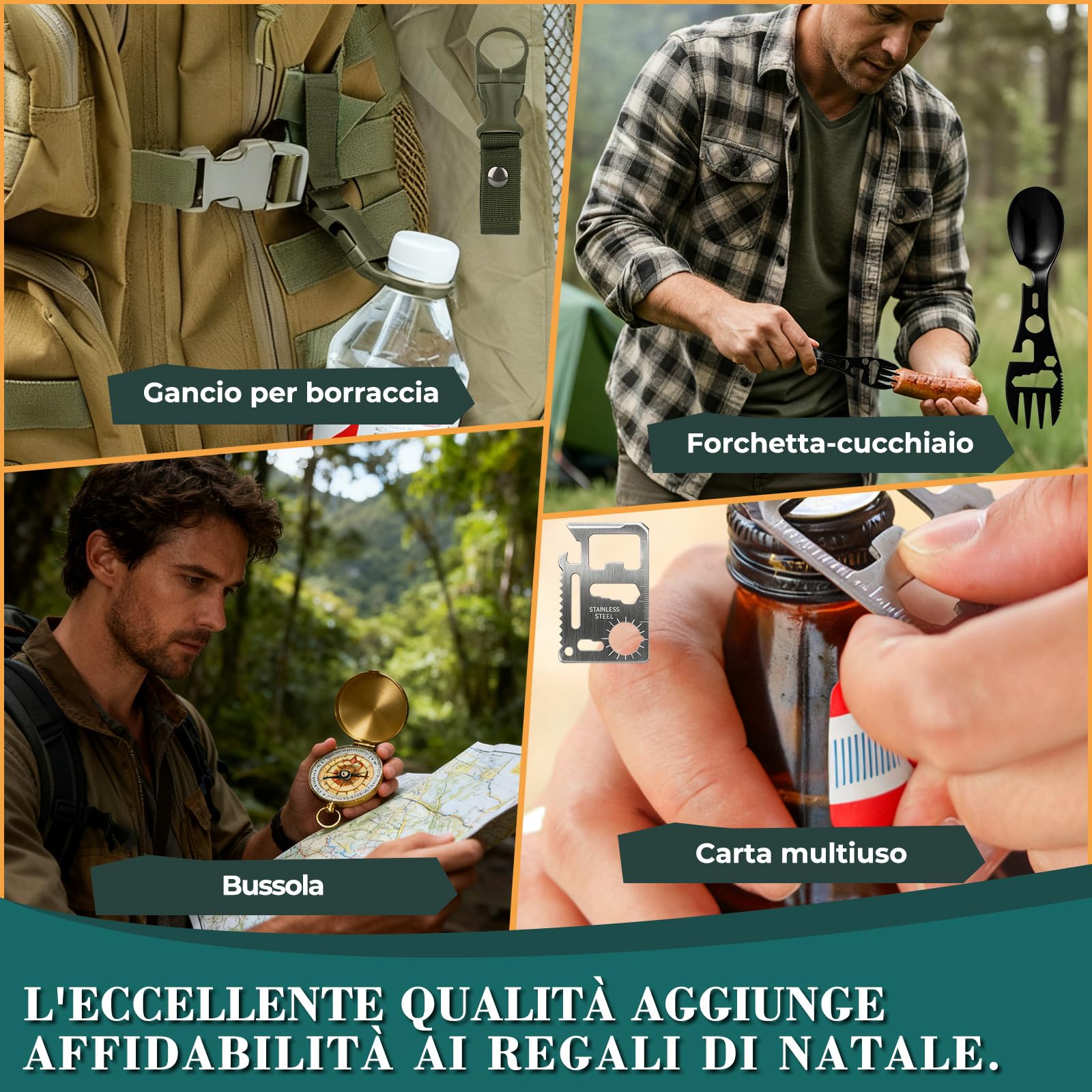 BuzzoXerex Calendario Avvento 2025 Uomo, 24pcs Kit di Sopravvivenza Calendario dell'avvento da Uomo, Regalo di Natale per Marito, Fidanzato, Papà Avventura Outdoor, Campeggio