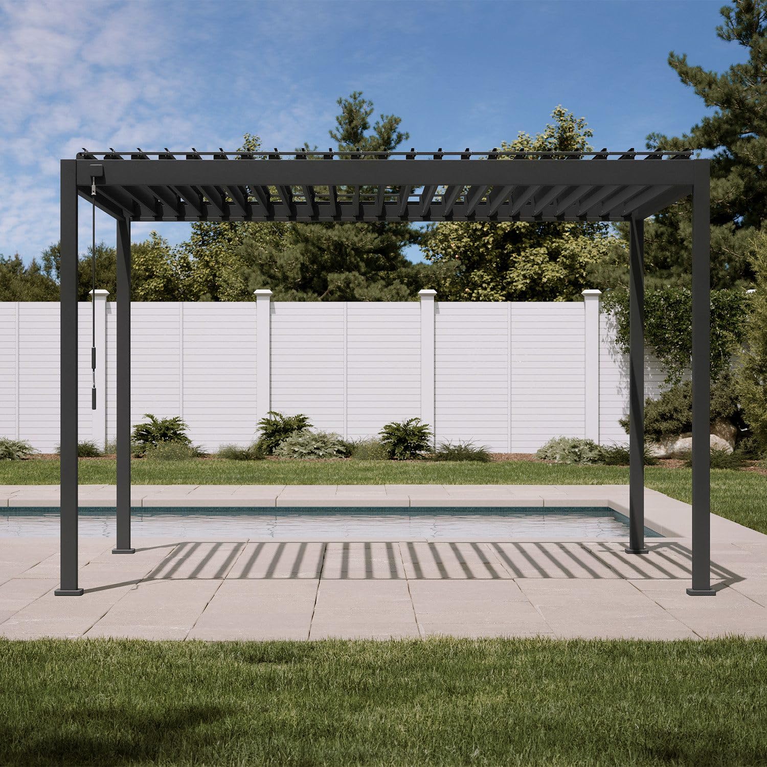 Mirador 88 Basic Pergola 3x3,6m mit Lamellendach, Alu-Stahl, Anthrazit | Wetter- und Winterfest, Integrierte Regenrinne, 0-93° Verstellbares Lamellendach, Alu-Pfosten 88x88mm, Freistehend