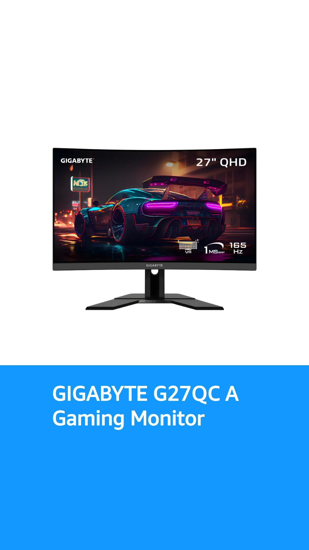 GIGABYTE G27QC A - Immersive 1440P Curved Gaming Monitor