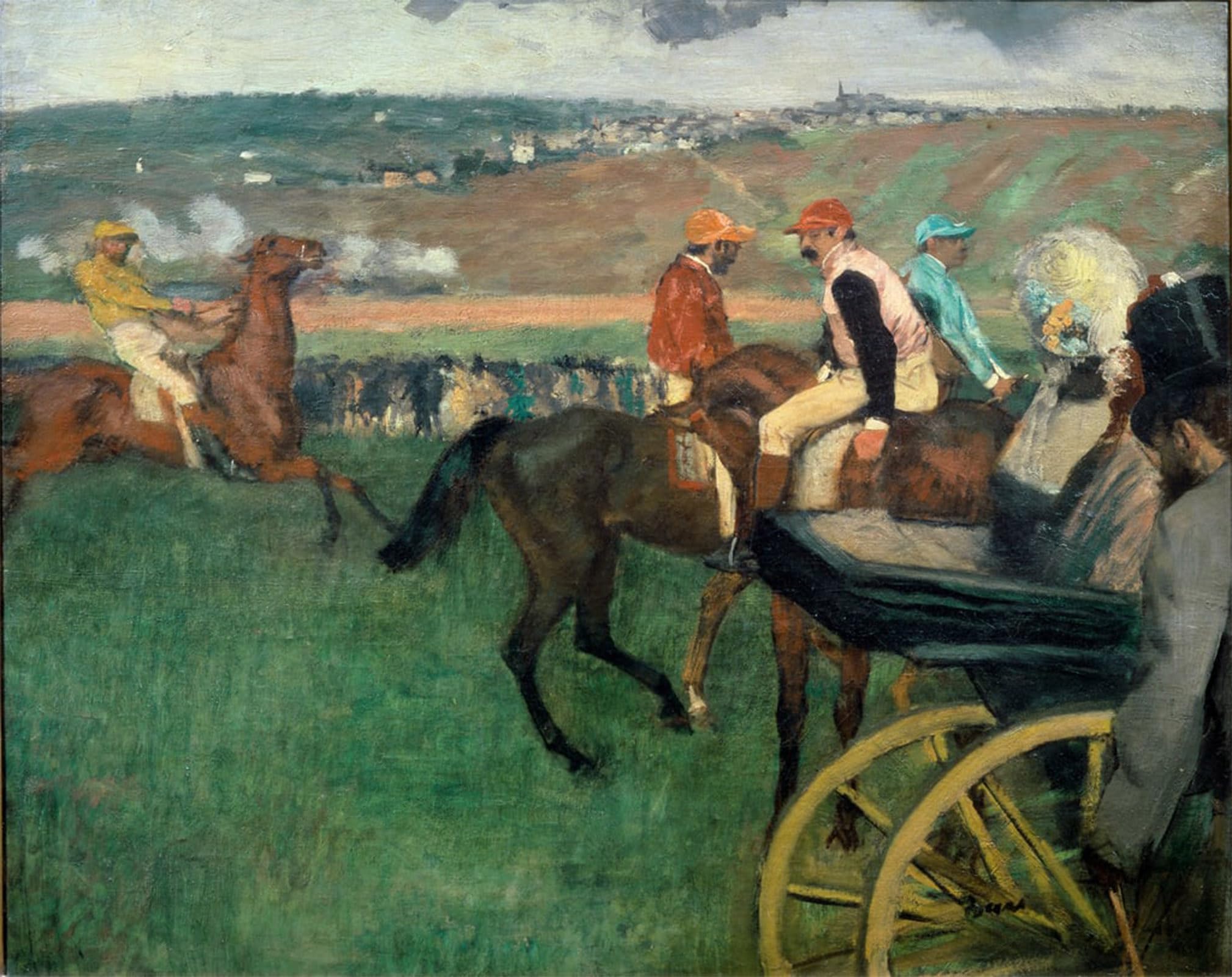 SERENDIPITP Aesthetic Poster Photo Wall Print Retro Picture the Race Course Amateur Jockeys Near a Carriage by Edgar Degas Modern Wall Artwork for Home Decor 60x90cm