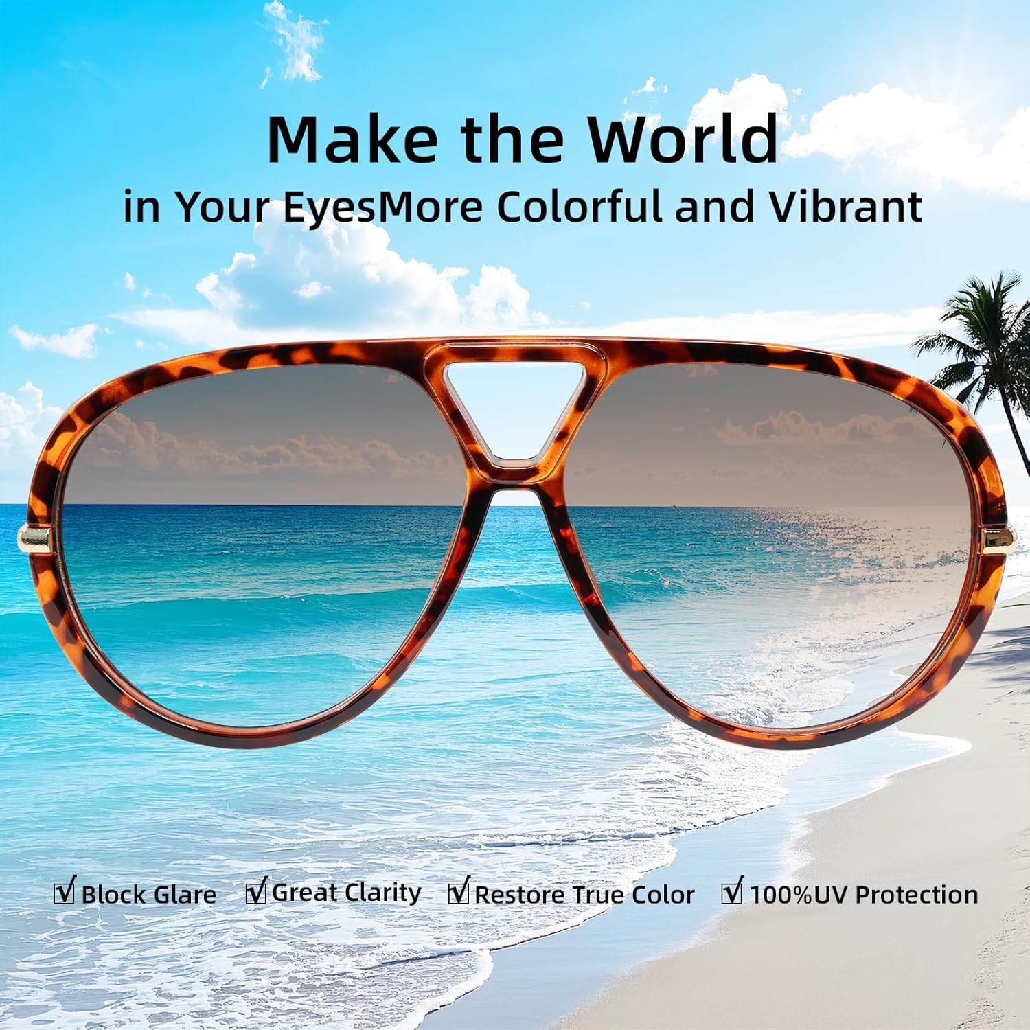 Retro Polarized Aviator Sunglasses for Women Men Oversized Classic 70s Trendy Square Sun Glasses Vintage Shades - Image 8