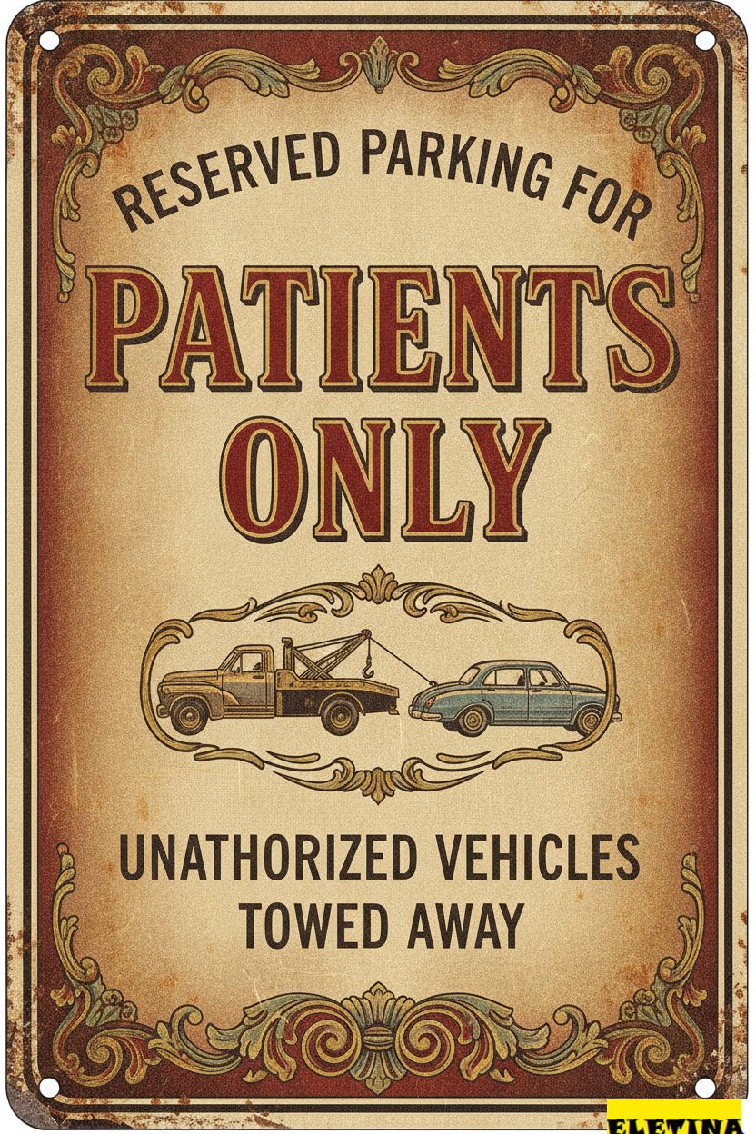 Reserved Parking Patients Only Metal Warning Sign Gate Outdoor Driveway Floor Garden Decor 8x12in