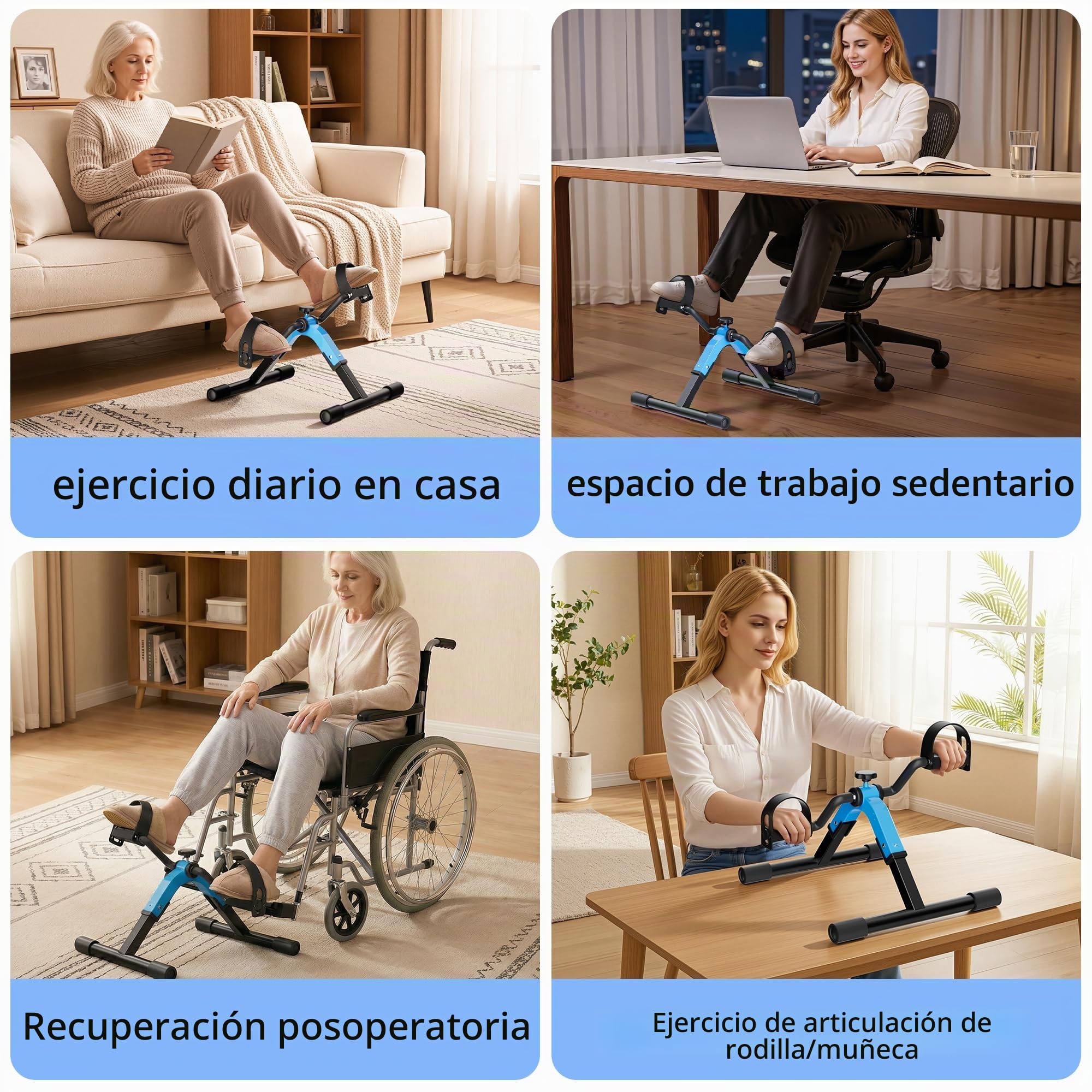 RYGEO Pedales Estáticos Personas Mayores, Mini Bicicleta Estática Pedales, Pedaleador Estático Plegables, Pedaleador de Piernas y Brazos, Pedales estaticos rehabilitacion, Pedalier Oficina