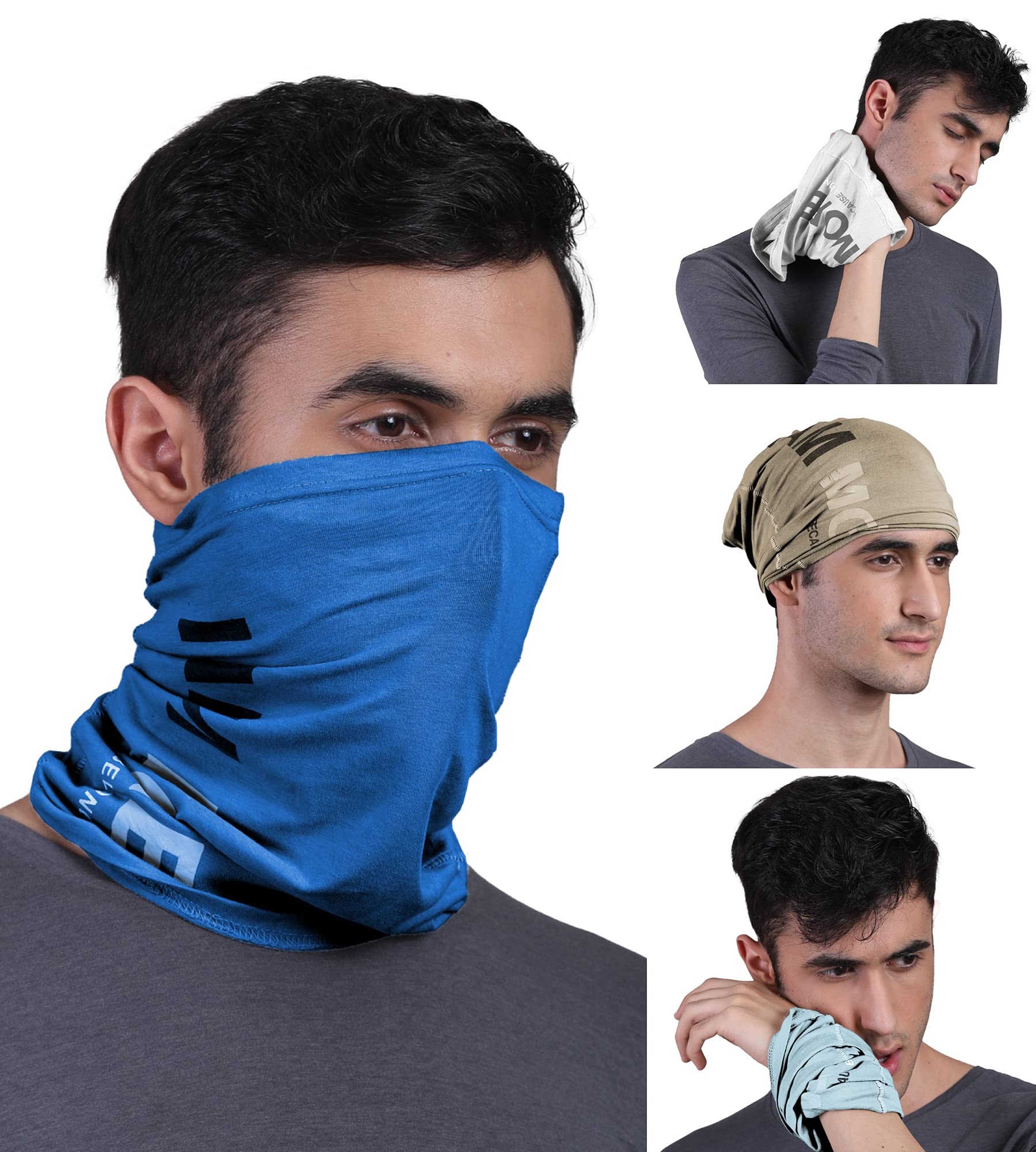 FREECULTR Unisex Bamboo Bandana, Anti Microbial Super Soft & Comfort Fit, Breathable Multipurpose Headband - Printed Pack of 4-Beach Sand,Chalk Blue,Pilot Blue,White (B09D8BWHFK) Amazon Price History, Amazon Price Tracker