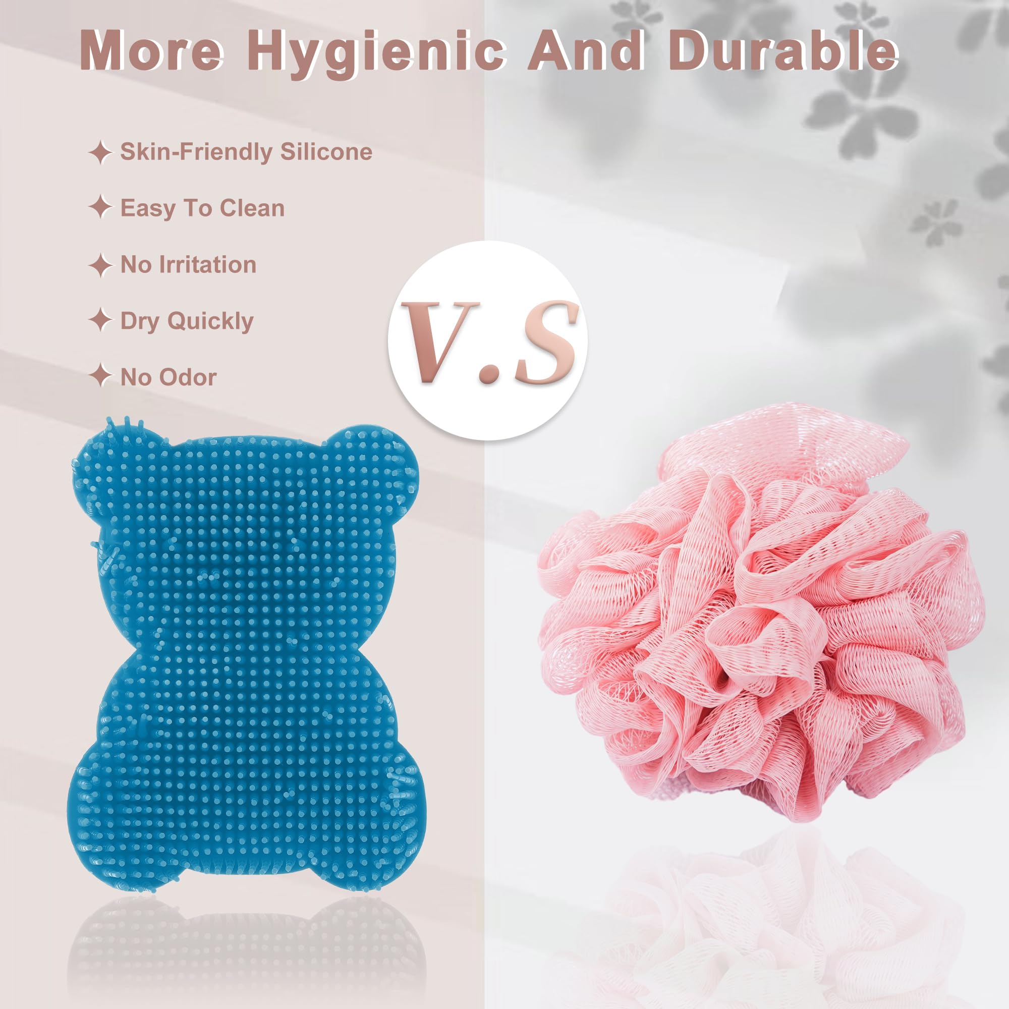 VOCOSTE Soft Silicone Body Scrubber, Sensory Brushes, Bath Brush, Lake Blue - Image 4