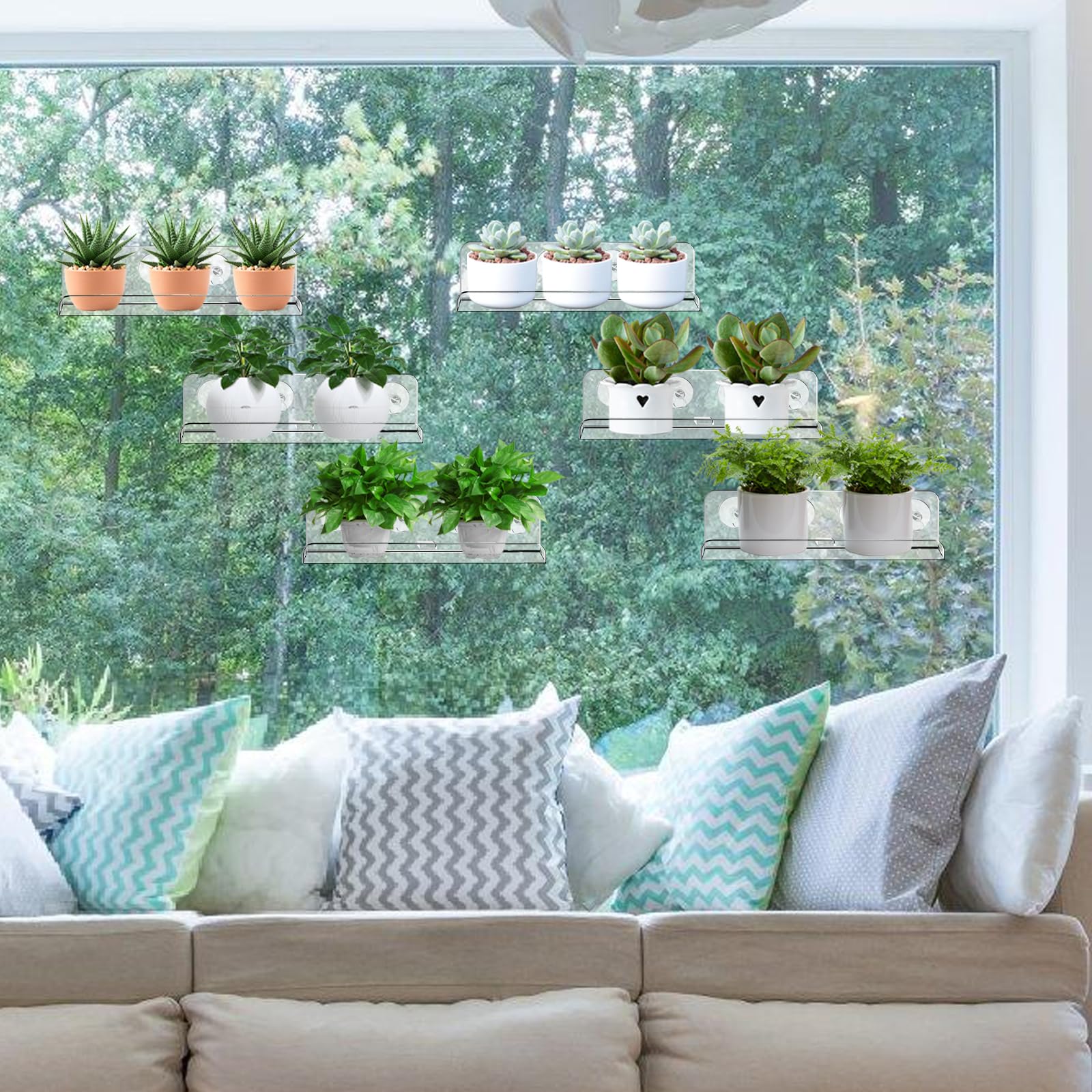 Estantería de acrílico para plantas, 2 unidades, transparente, ventosa, estantería para plantas, estantería para plantas, estantería colgante de 30 cm, para el alféizar de la ventana para