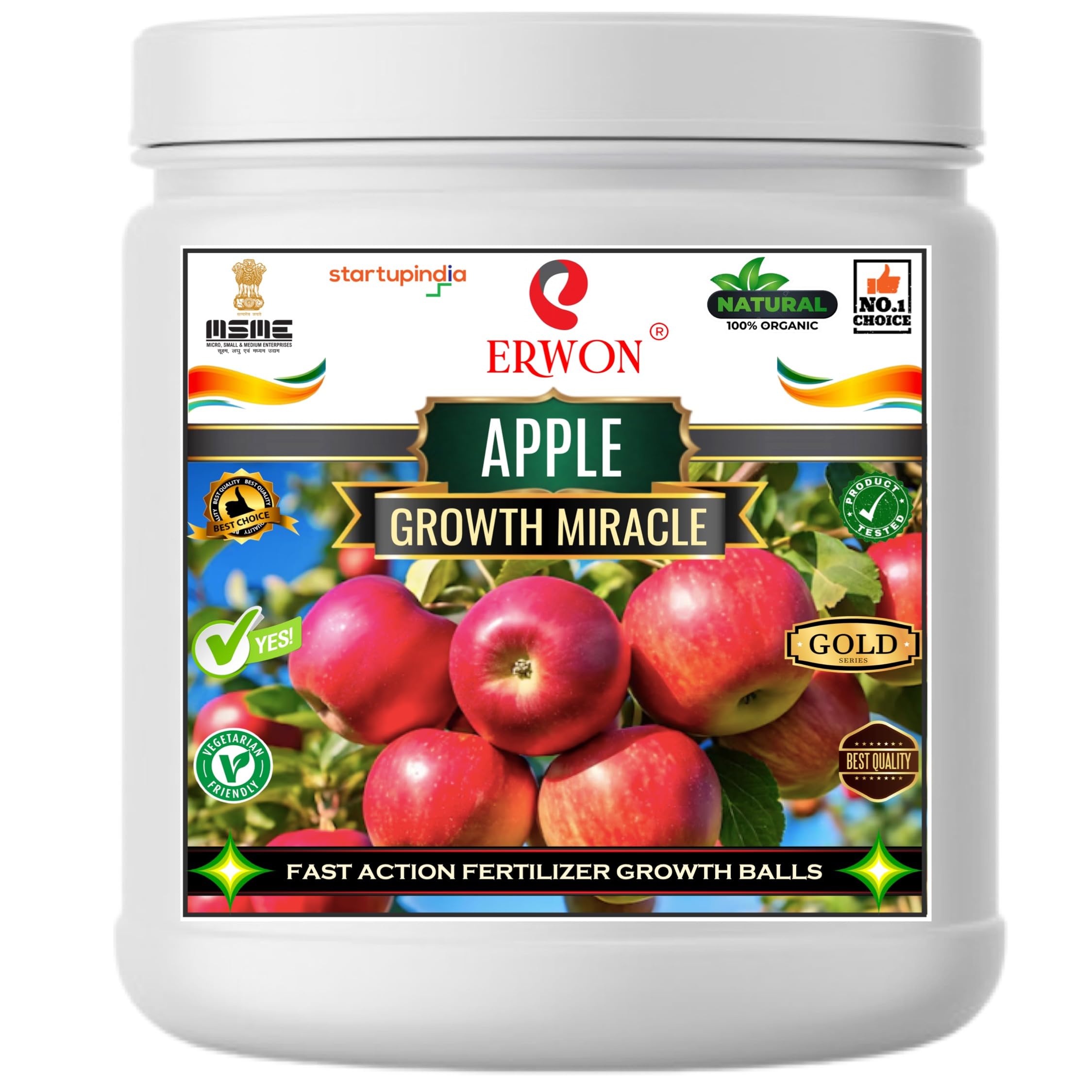Erwon® Apple GROWTH MIRACLE Fertilizer, Fast Action Organic Granules for rapid Growth and Heavy Flowering and Bigger Fruits. (200 gm)-picture-46