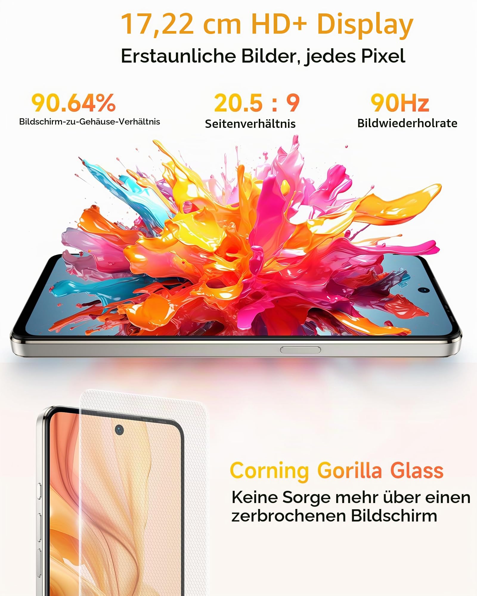 Ulefone Note 18 Pro Handy ohne vertrag, 64MP+50MP+32MP Kamera 12GB+256GB/SD-2TB Android 14 Smartphone mit 18W Schnellladung 6,78 Zoll HD+ 5450mAh Akku 4G Face ID/Fingerprint/GPS/OTG/NFC Schwarz