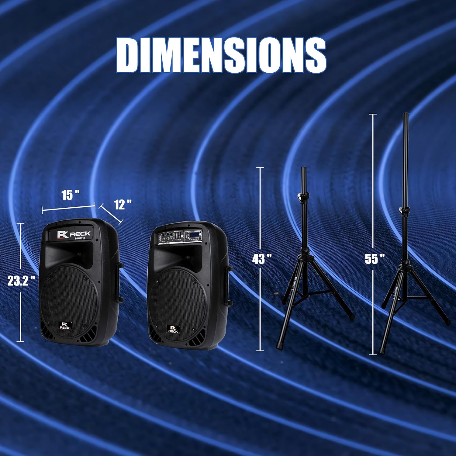 PRORECK Dance 12 Portable 12-Inch 1000 Watts 2-Way Powered PA Speaker System Combo Set with Bluetooth/USB/SD Card Reader/FM Radio/Remote Control/Speaker Stand for Party DJ Wedding Meeting - Image 6