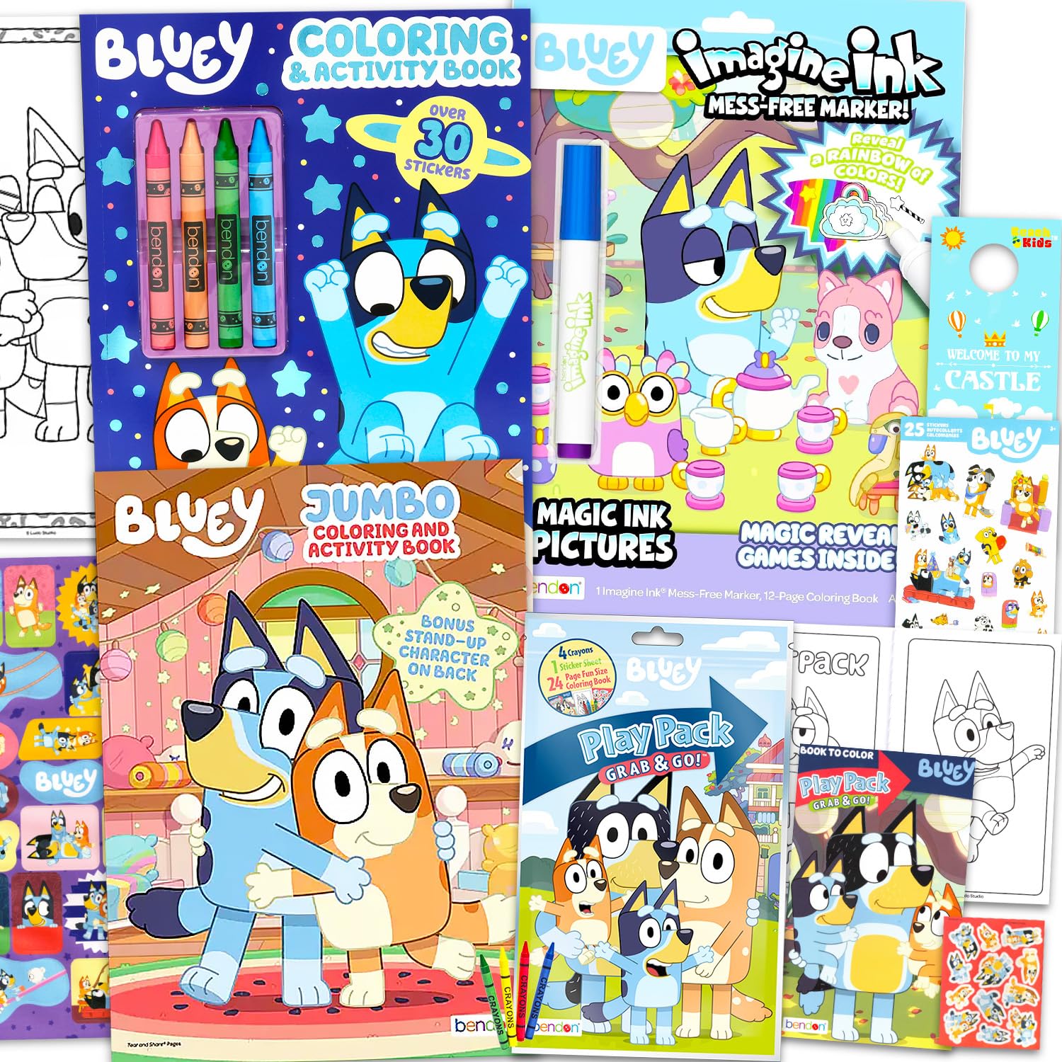Bluey Ultimate Coloring and Activity Book Set - Coloring Bundle for Kids Coloring Pages, Mess Free Coloring, Stickers, More | Jumbo Bluey Coloring