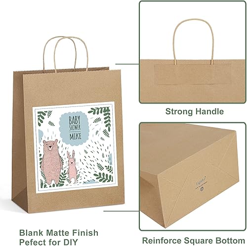 Miniatura 5 de Eupako Bolsas de compras Kraft de 10 x 5 x 13  100 unidades de papel marrón con asas, regalo a granel, recuerdo de fiesta, mercancía, venta al por