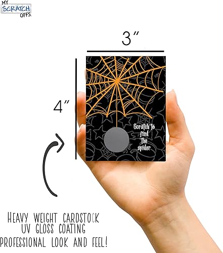 Miniatura 2 de My Scratch Offs Paquete de 50 tarjetas rasca de Halloween Find The Spider de 3 x 4 pulgadas, recuerdos de aula y tarjetas de juego de Halloween