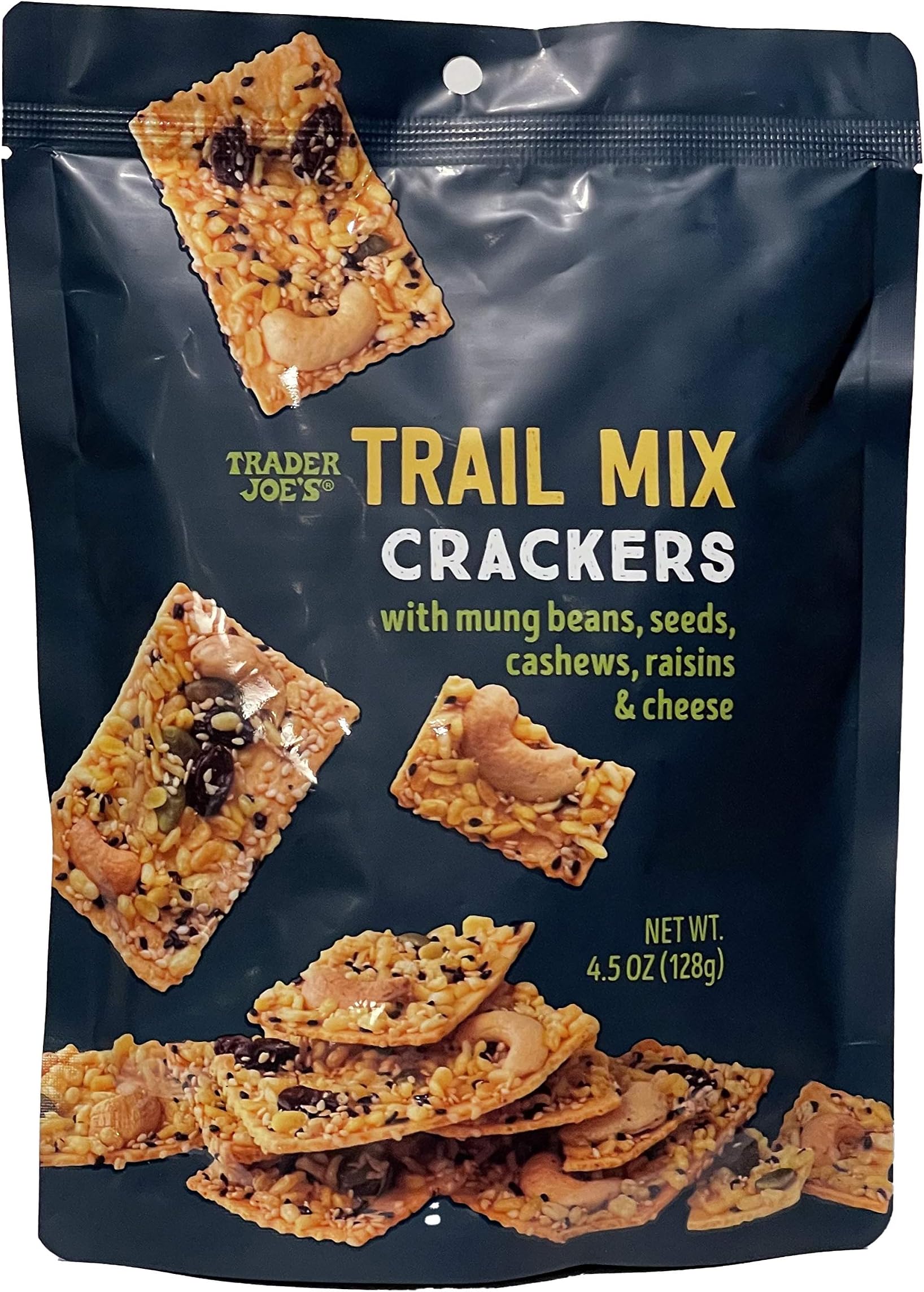 Trail Mix Crackers with Mung Beans, Seeds, Cashews, Raisins & Cheese - 4.5oz (128g)