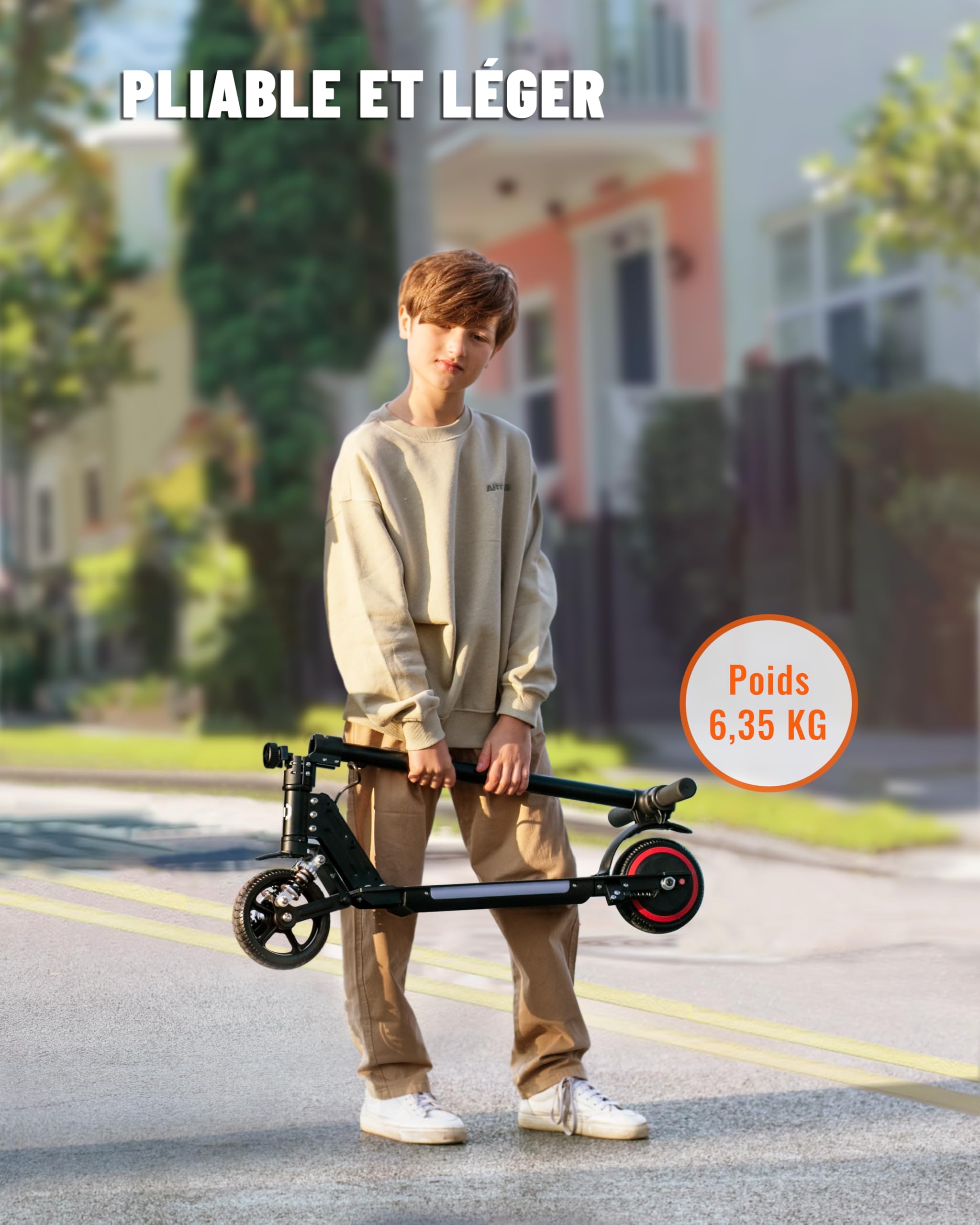 Trottinette électrique Enfant,Trottinette Electrique 6-12 Ans,Pliable Trottinette Enfant,Trotinette Electrique Écran LED,PliableTrottinettes électriques Autonomie de 8 km (Noir)