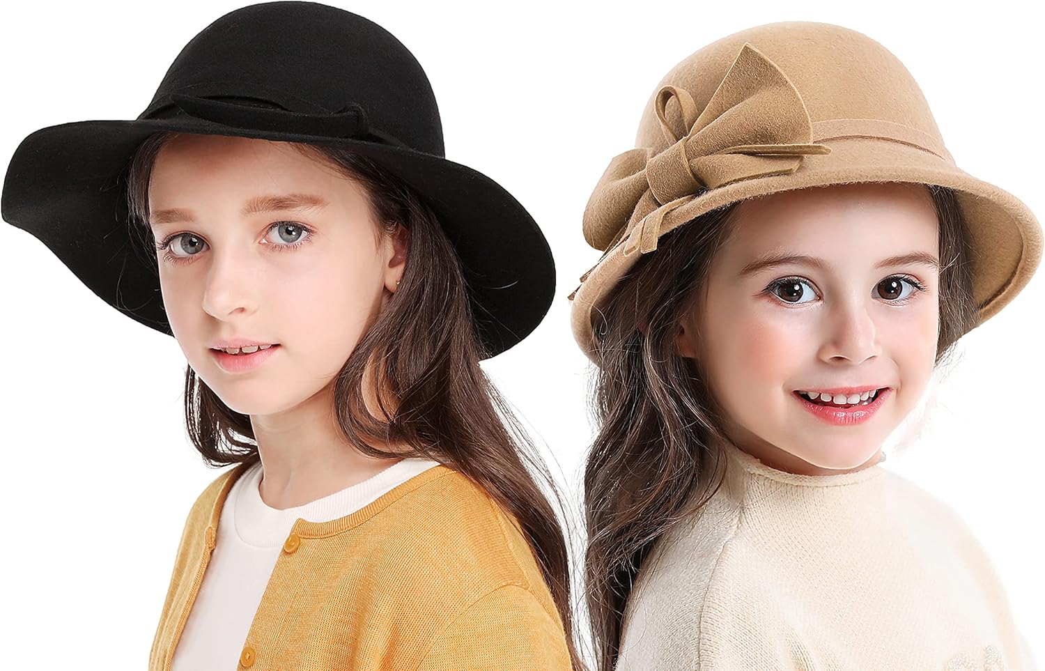 Bienvenu Kids Girls Winter Warm 100% Wool Bucket Hats