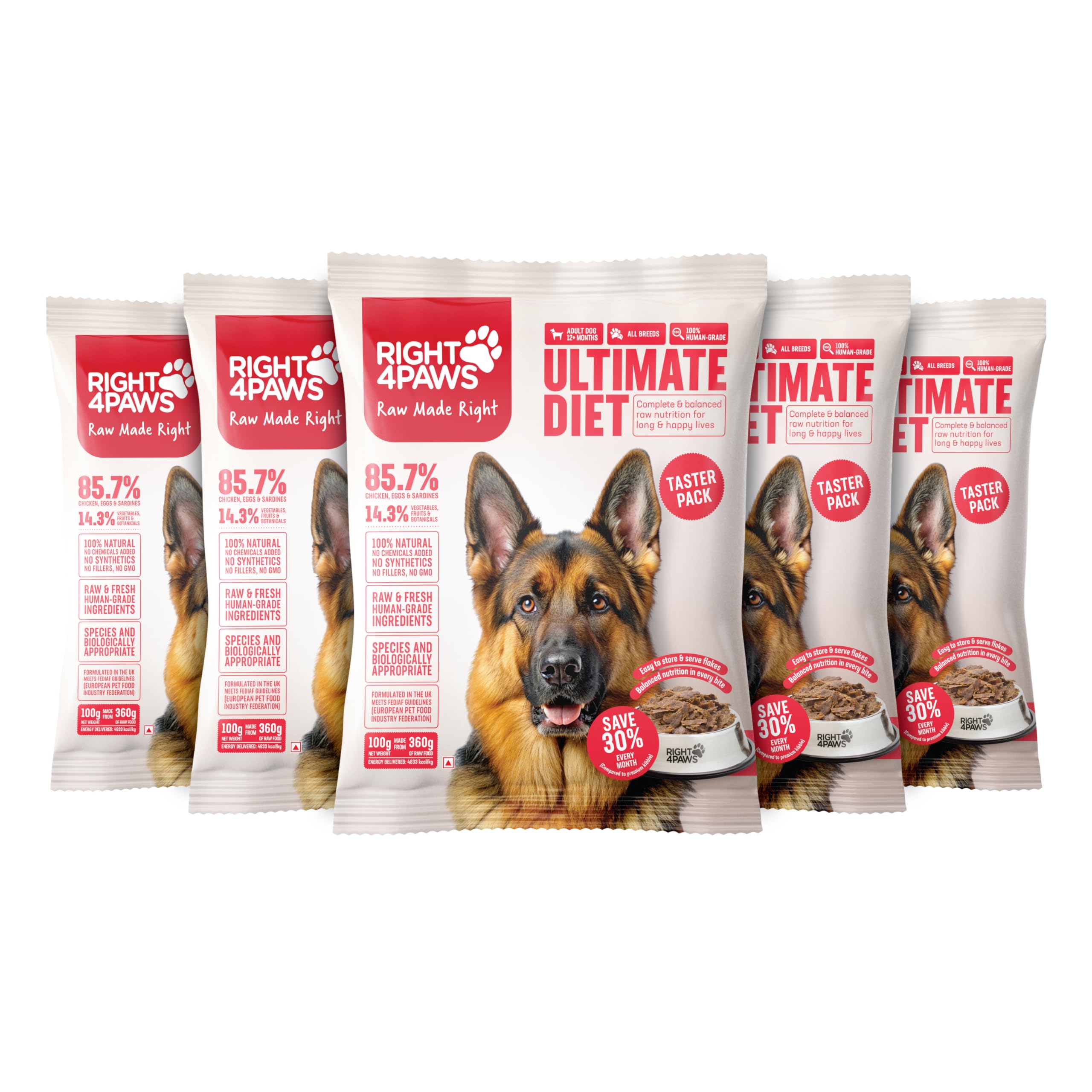 Dry Dog Food - Ultimate Diet - Diet for Adult with High Nutrition 85.5% Quality Animal Source Biologically Appropriate Reduced Stool, Taster Pack 100g(Pack of 5)-image-8