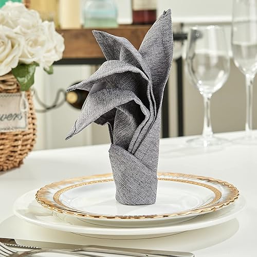 Miniatura 4 de Mebakuk Juego de 12 servilletas de tela de primera calidad, 17 x 17 pulgadas, lavables y lisas, servilletas de mesa suaves para bodas, fiestas,