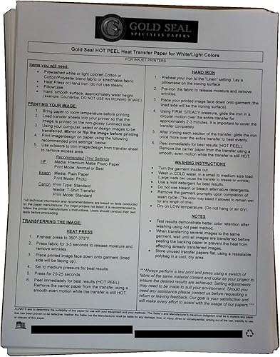 Impresión por sublimación para tela de algodón ligera (papel de transferencia de calor de línea amarilla) 8.5 "x 11" - 75 hojas