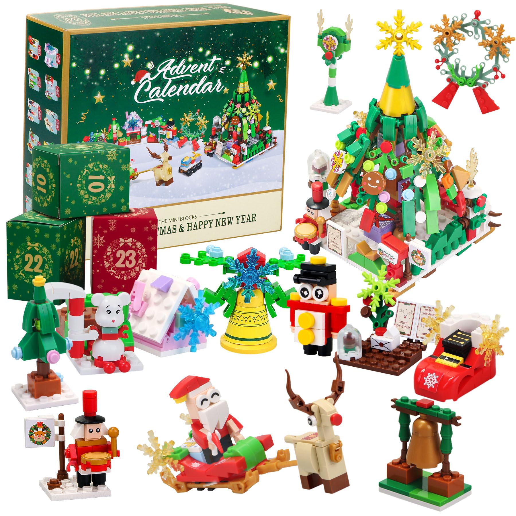 Advent Calendar 2025 Christmas Tree and Street Building Blocks Set for Toddler Kids Teen Adults, 24 Days 12-in-1 Christmas Countdown Advent Calendars for Boys Girls Women Men Holiday Gift Ideas