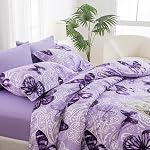 ARTALL Lightweight Microfiber Twin Size 2 Pieces Comforter Set with 1 Sham, Purple Paisley Floral Butterfly Pattern All Season Bedding Set