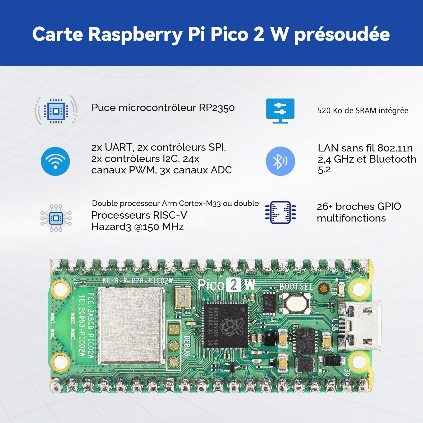 SunFounder Raspberry Pi Pico 2W Ultimate Starter Kit avec 110+Tutoriels Vidéo Cours en ligne, 96 Projets (16 Projets IoT), MicroPython, C++ (Compatible avec Arduino IDE)
